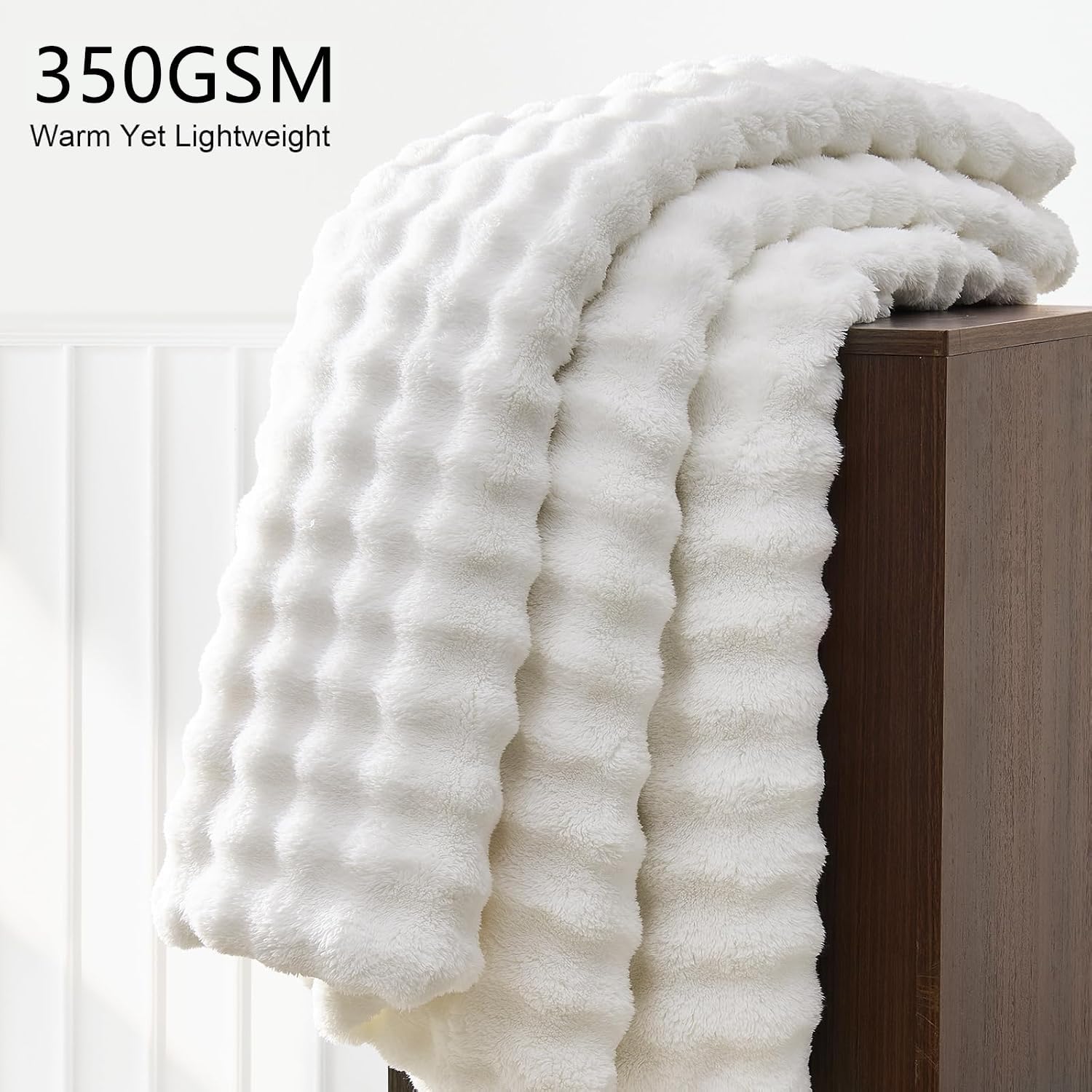 Thumbnail 1 de Deamsure Ivory Bubble Fleece Throw Blanket, 50" x 60", Lightweight