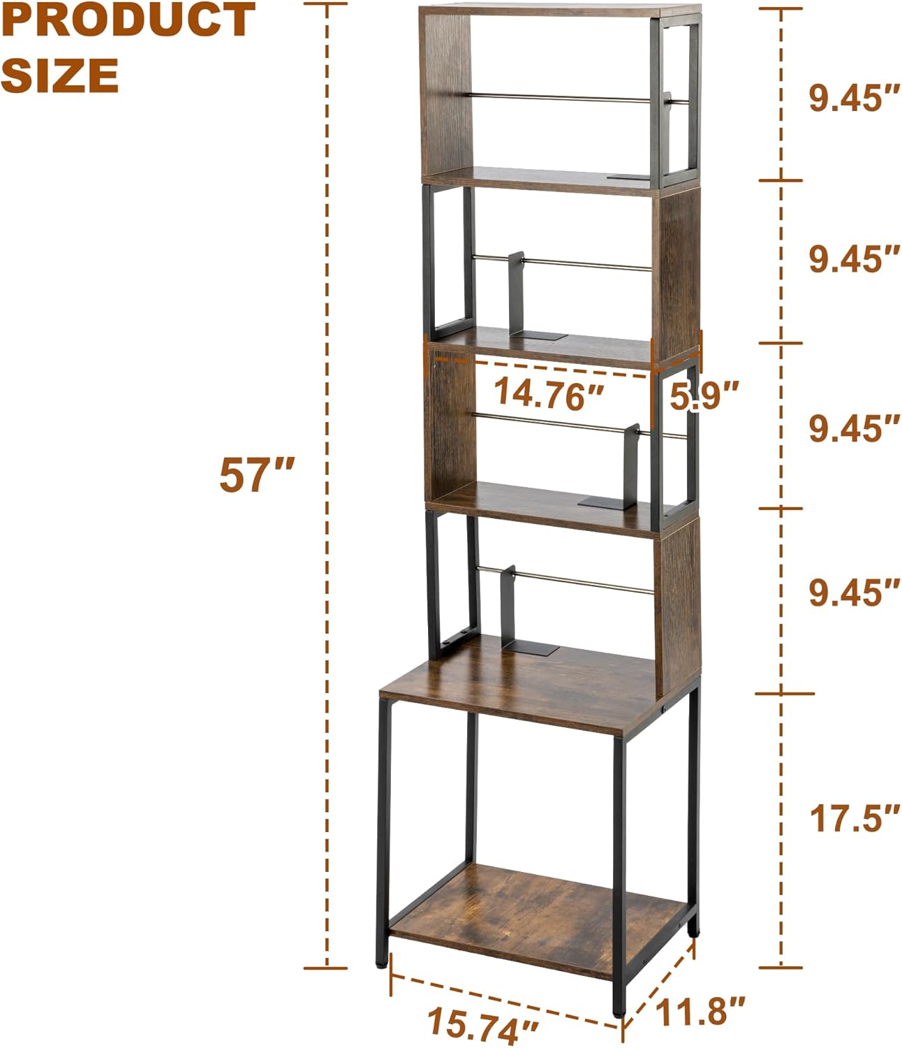 Thumbnail 2 de Aquzee Wooden DVD Shelf Media Storage Rack with Adjustable Dividers