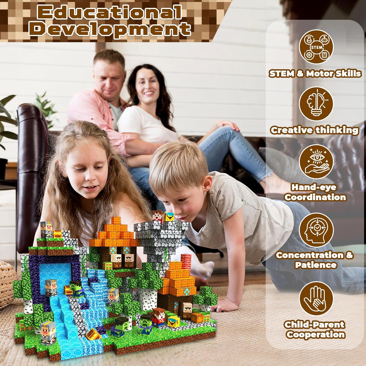 Detalle 2 de Magneverse Costruzioni Magnetiche per Bambini 200 Pezzi – Avventura nella Foresta, Set Montessori STEM