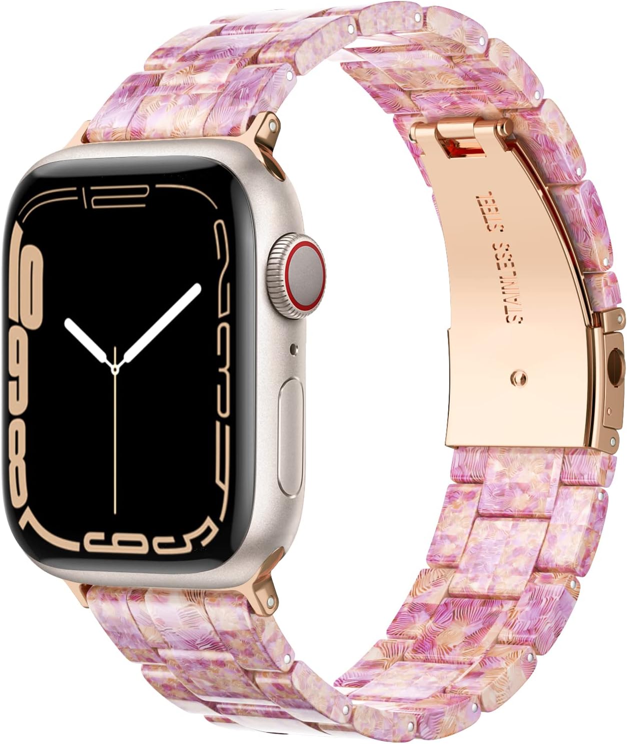 Detalle 2 de Tuocal Resin Strap for Apple Watch (38-42mm) with Rosegold Stainless Buckle – Lightweight, Elegant Resin Band