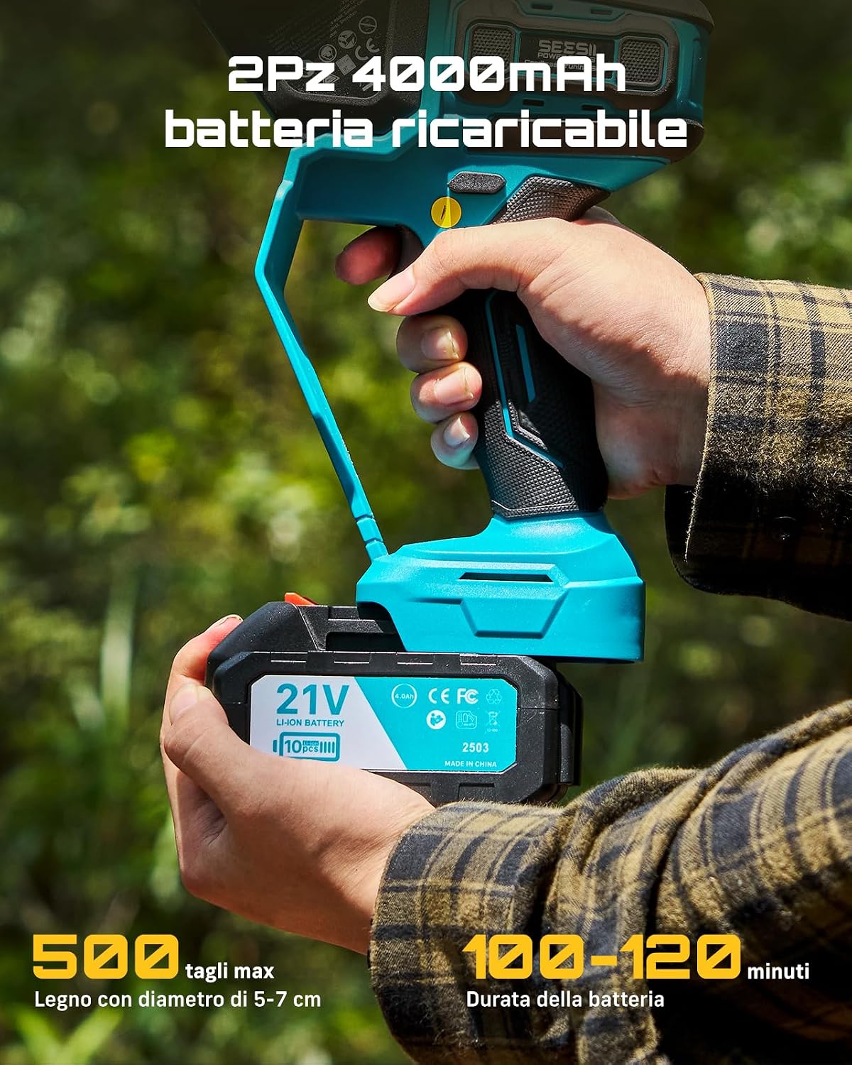 Thumbnail 4 de SEESII 6 & 8 Mini Motosega Elettrica da Potatura 1000 W – 2-in-1 con lama da 6" e 8
