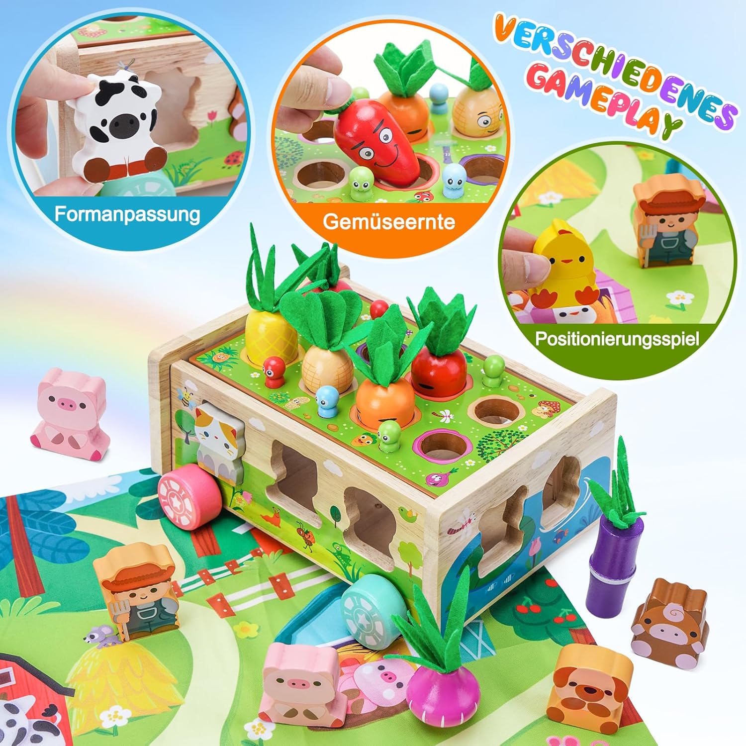 Detalle 2 de KMTJT Montessori Holzspielzeug 7‑in‑1 Steckspielzeug