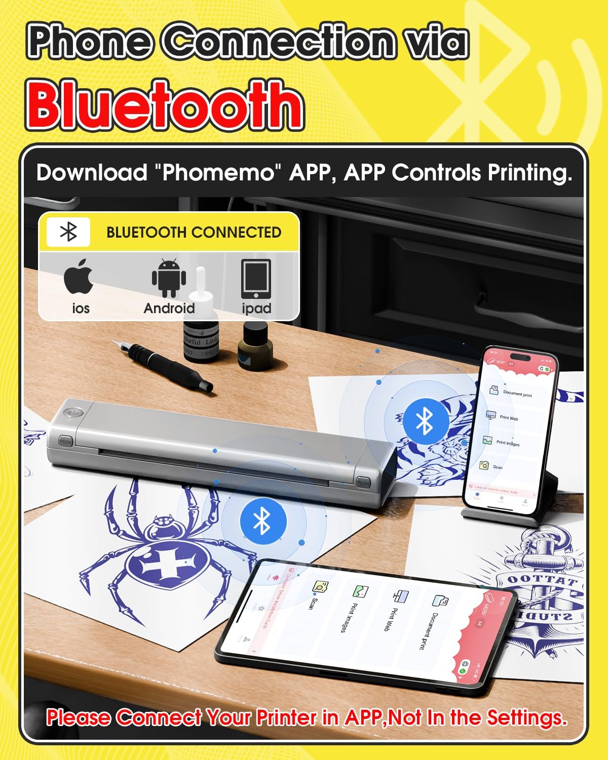 Thumbnail 2 de Phomemo M08F – Stampante termica per stencil tattoo con 10 fogli di transfer