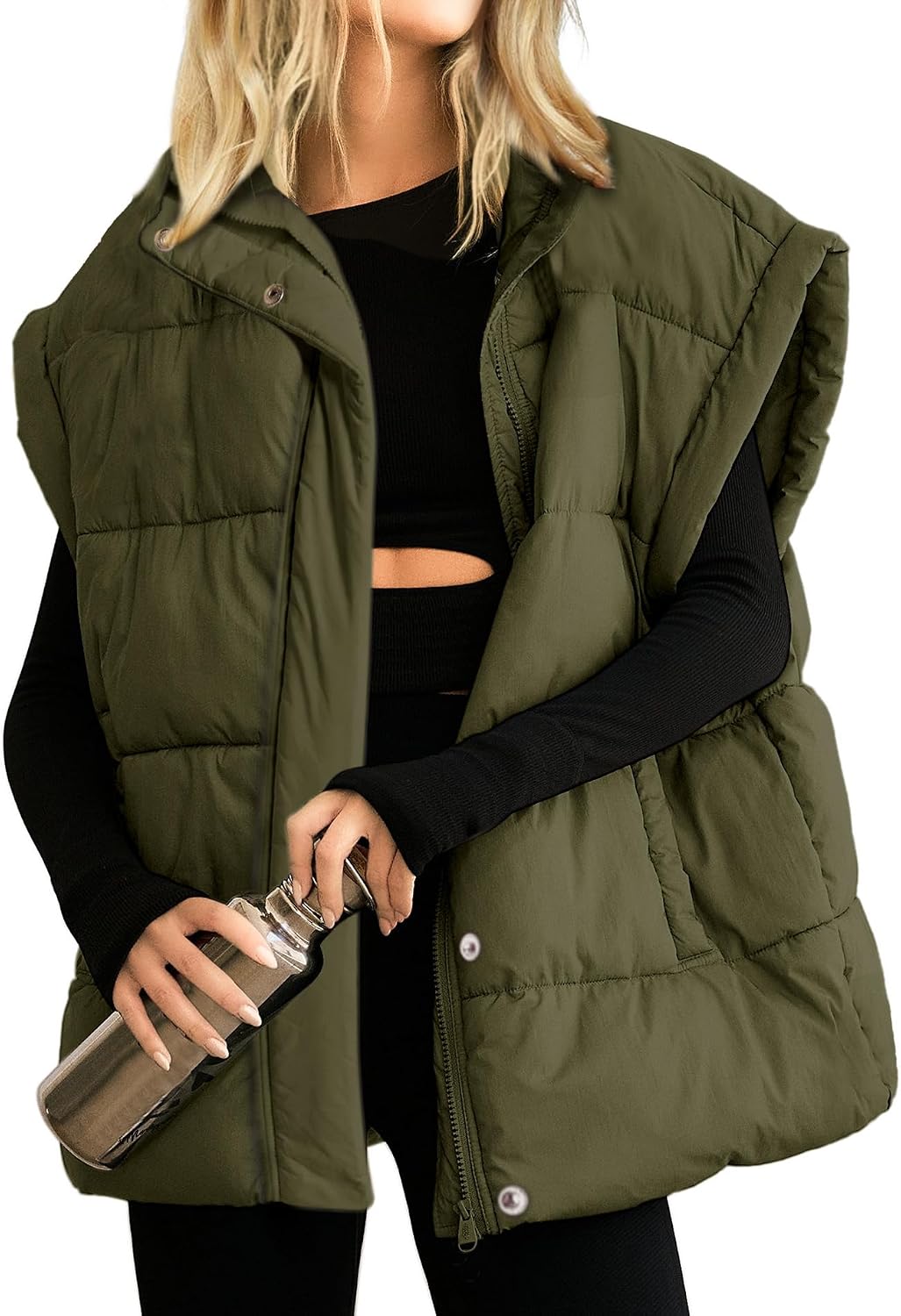 Detalle 2 de Songling Oversized Puffer Vest Quilted Warm Coat