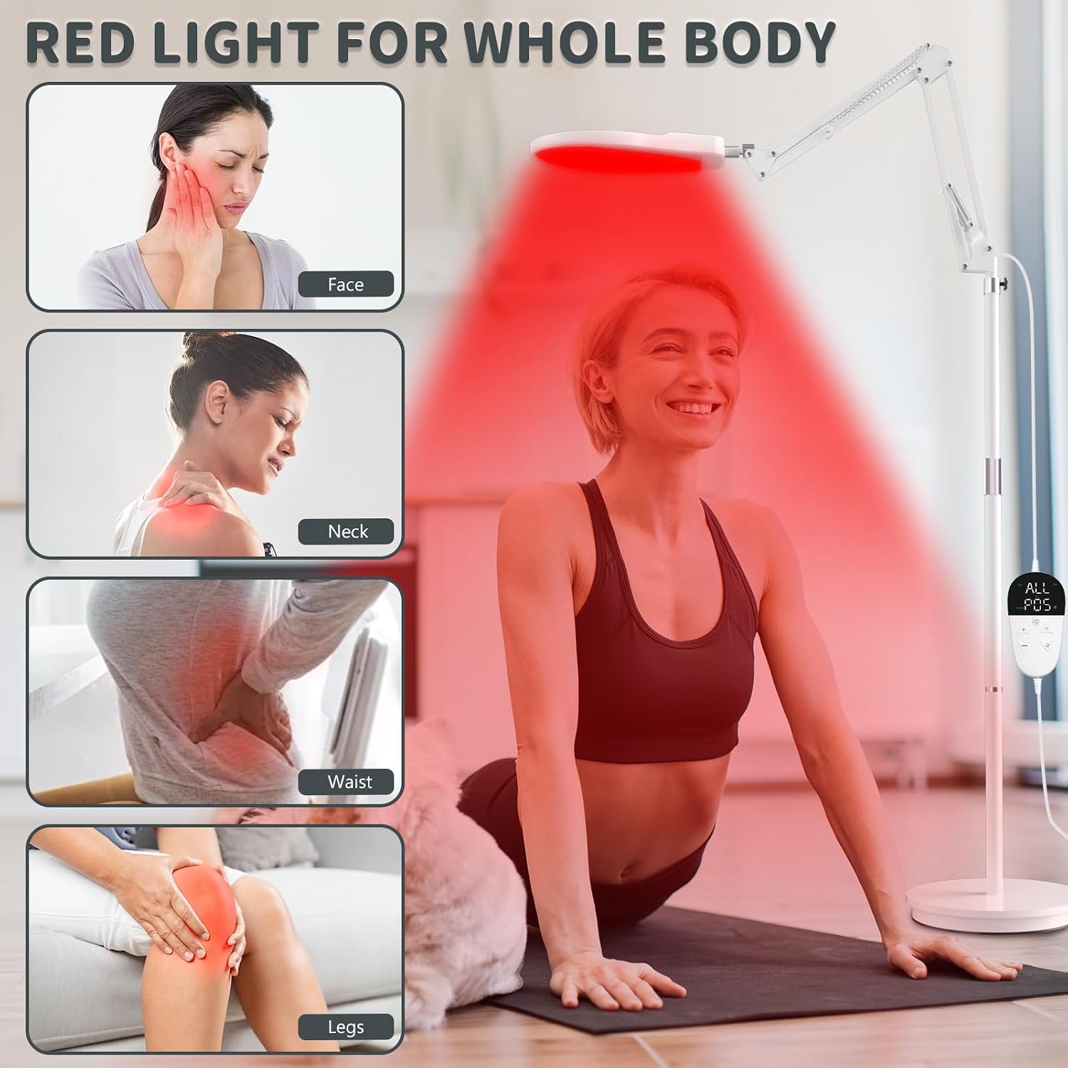 Thumbnail 4 de Devowellte LLD-FLOOR-BK-150LED-WHITE Red Light Lamp with Tripod, 150 LEDs