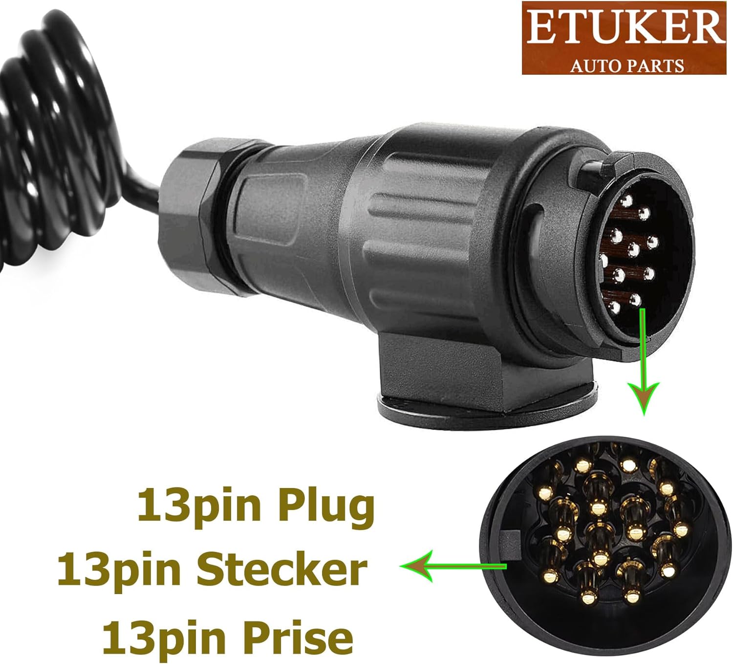 Thumbnail 2 de ETUKER Trailer Extension Coiled Cable 7pin Caravan Extension Lead 1.8M