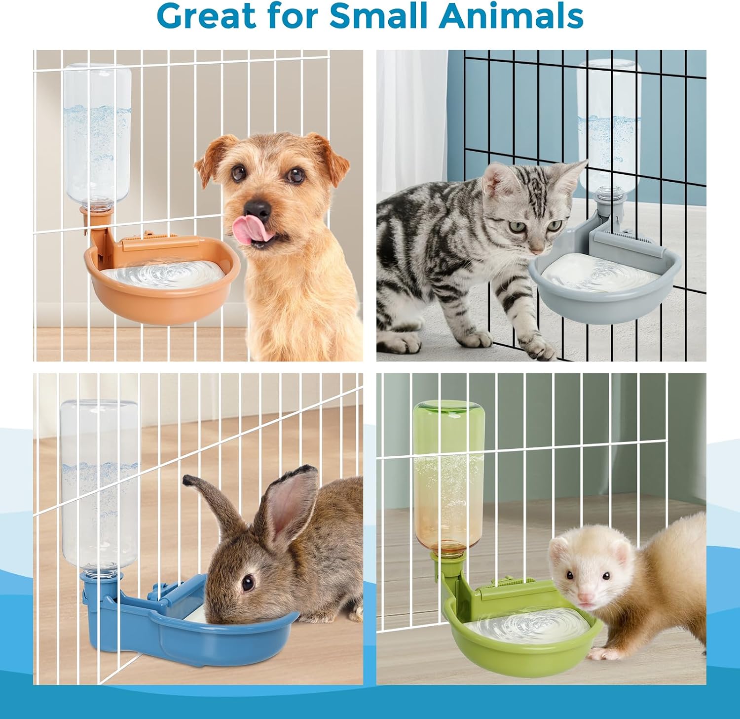 Detalle 1 de VANNON Gravity Pet Water Bowl, 16 oz Anti-Splash Crate Dispenser