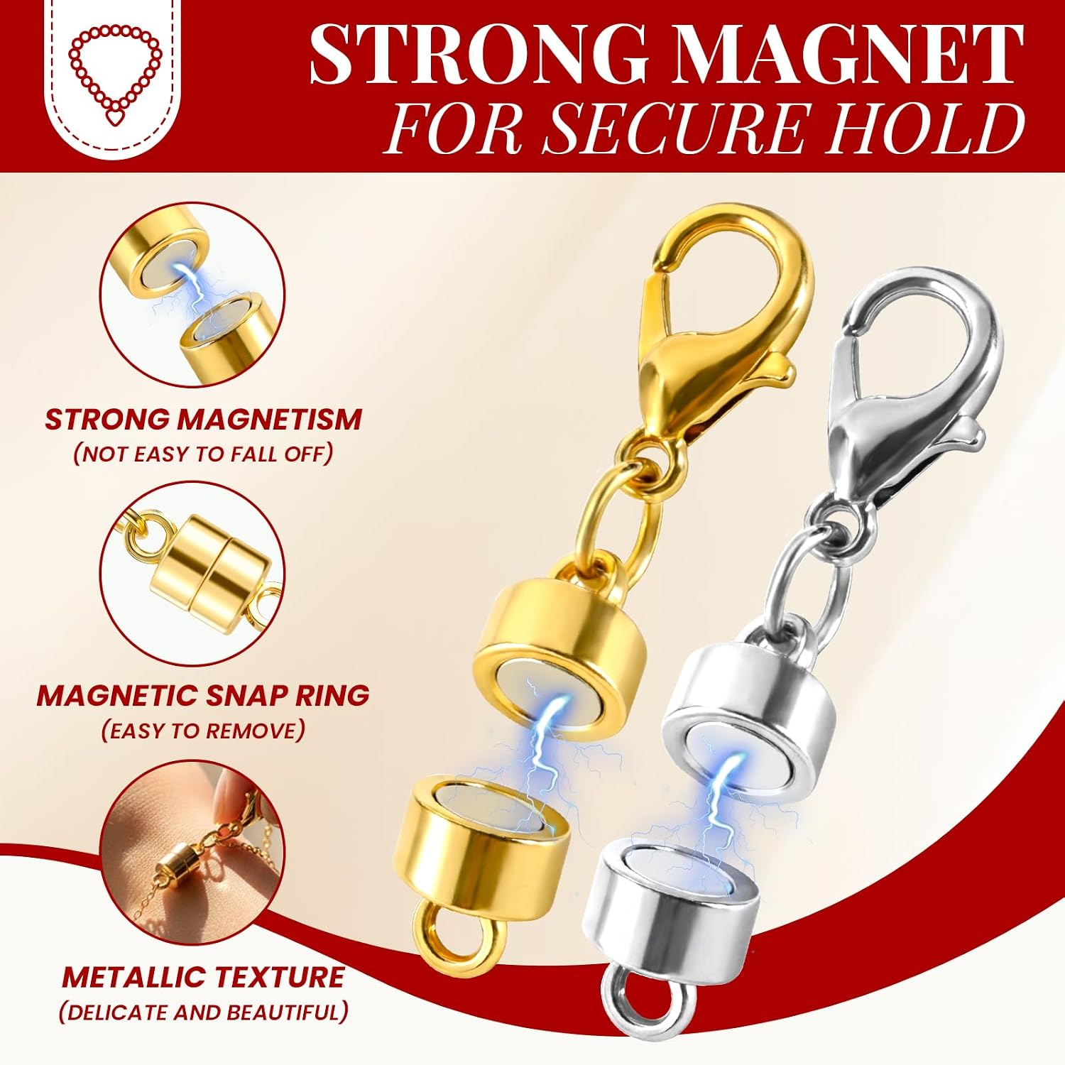 Detalle de Buelkmag 20 Magnetic Jewelry Clasps, 20-Piece Gold- and Silver-Tone Set