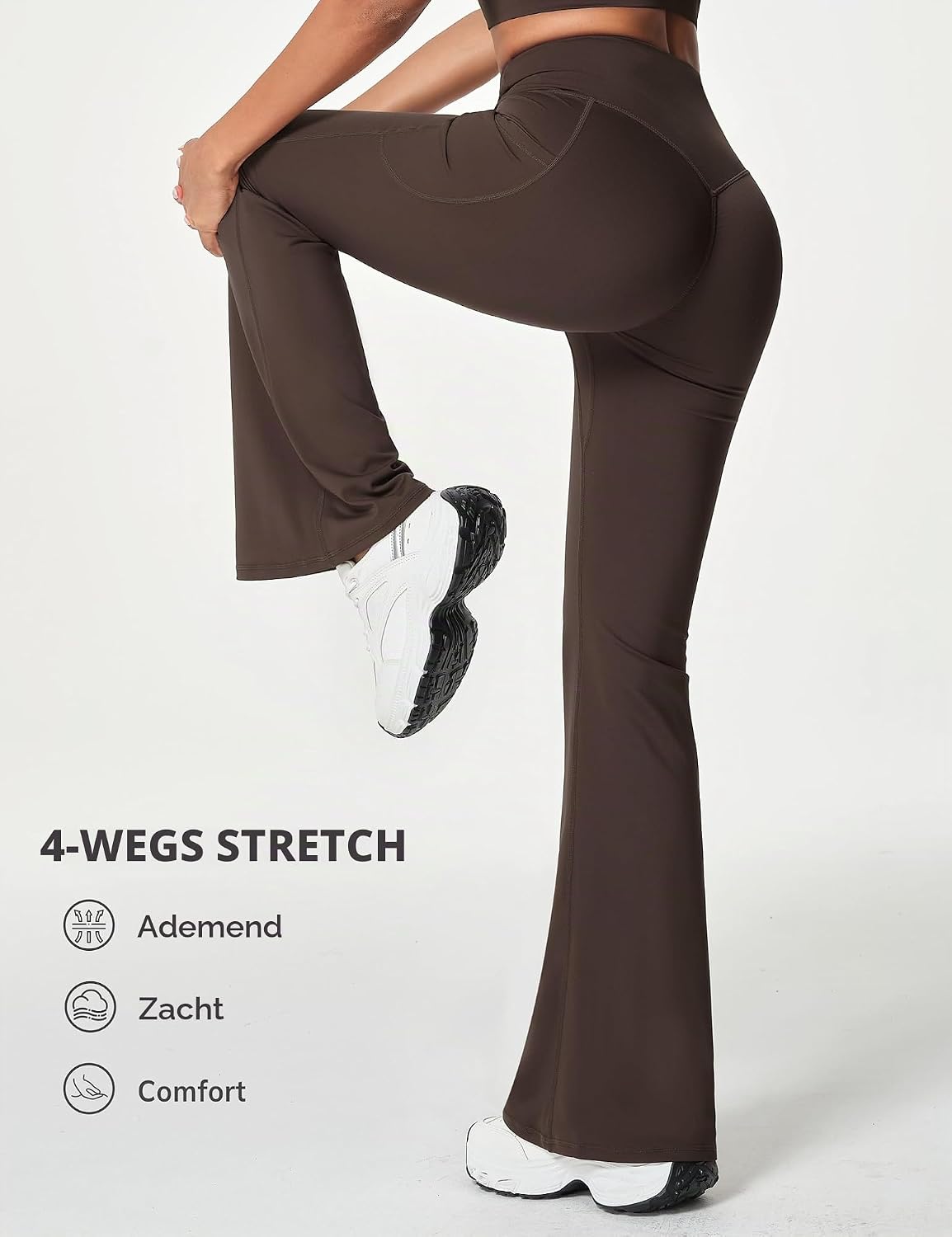 Detalle 2 de THE GYM PEOPLE uitlopende scrunchlegging met hoge taille, 4-way stretch en zijzakken