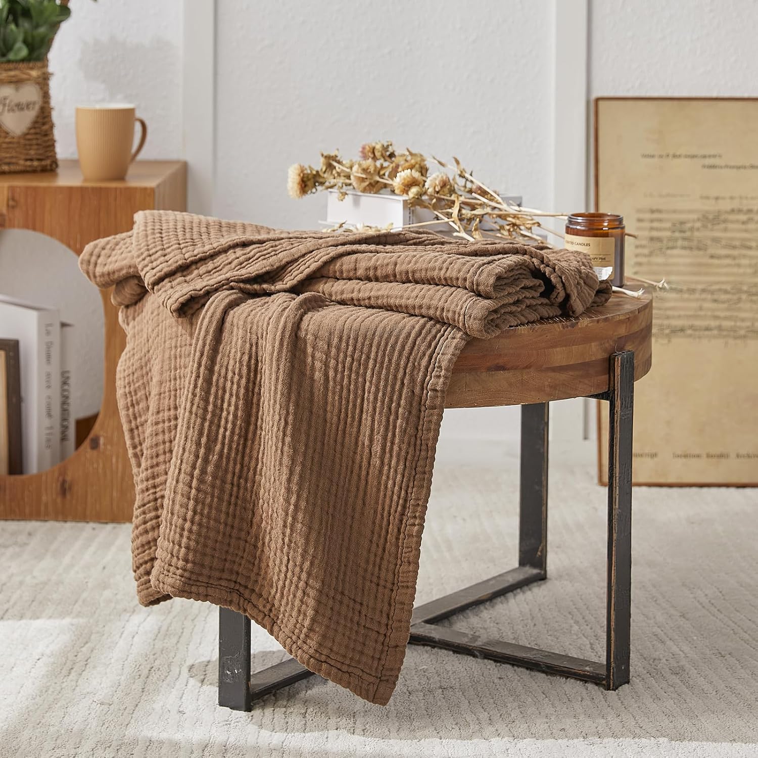 Thumbnail 3 de EMME Cotton Throw Blanket, 100% Muslin, 150 x 200cm – Breathable, Soft and Lightweight