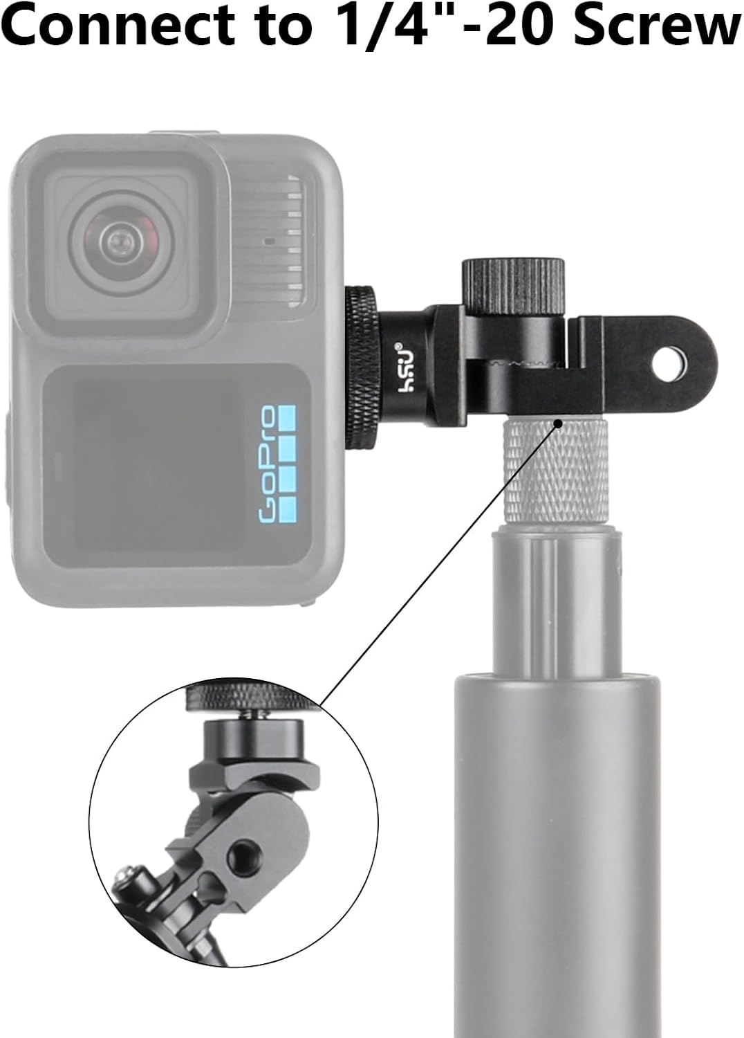 Thumbnail 4 de HSU 180-Degree Vertical Mount Adapter for Action Cameras (for Hero 13/12 & Insta360 X4/X3/X2)