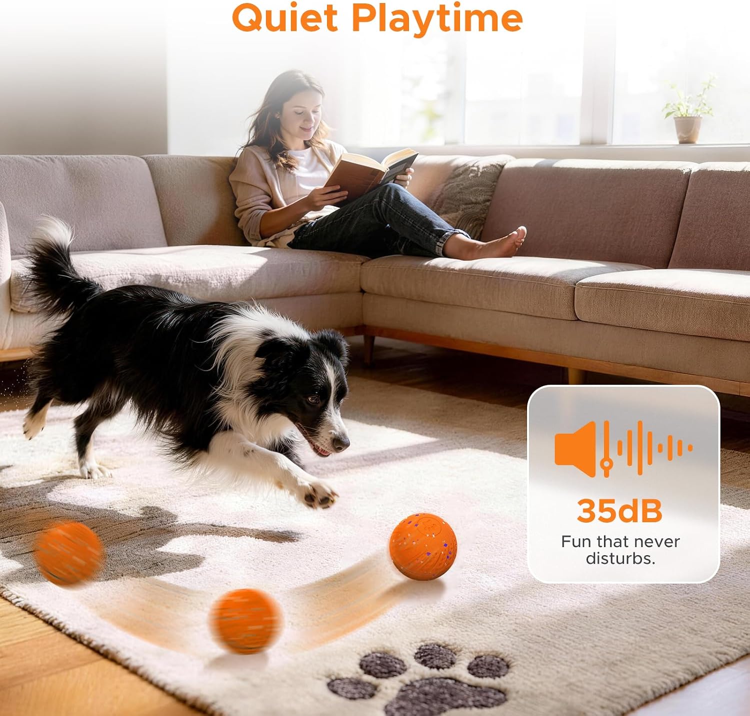 Thumbnail 6 de BFFWOW Interactive Dog Ball for Small to Medium Dogs featuring 3 Modes, RGB Lights and Replaceable Shell (Orange) — 2.8 Inch
