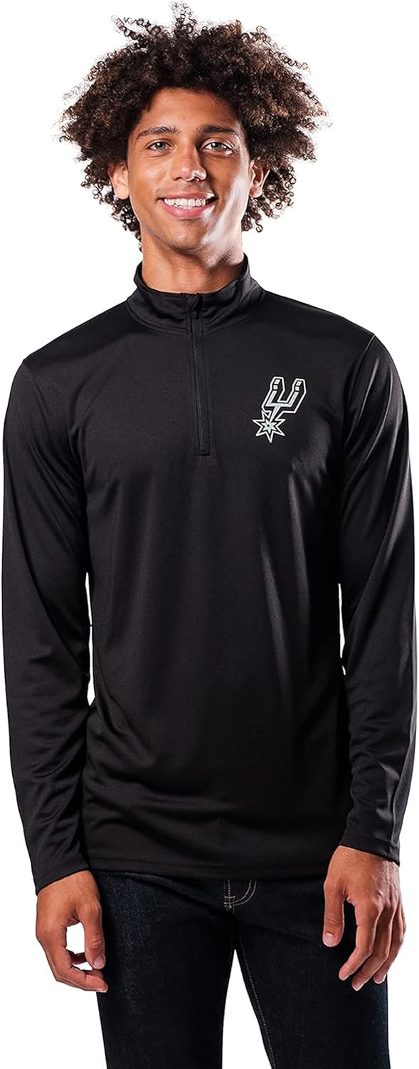 Detalle de Ultra Game Men’s NBA Official Quarter Zip Performance Long Sleeve Pullover T-Shirt
