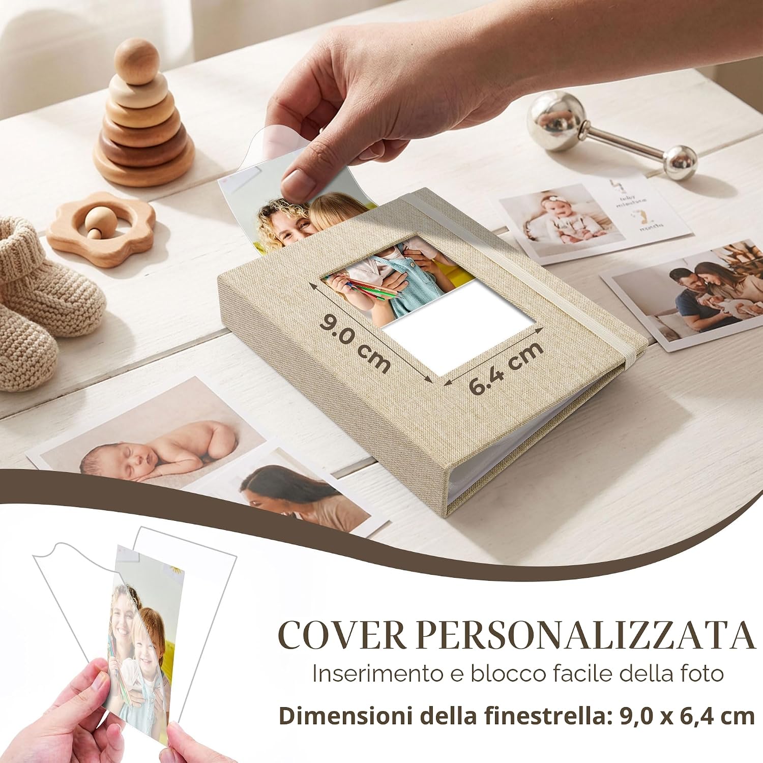 Detalle de Vienrose Piccole Album Foto 10x15 cm, 2 Confezione Rosso – Copertina di Lino, 26 Tasche