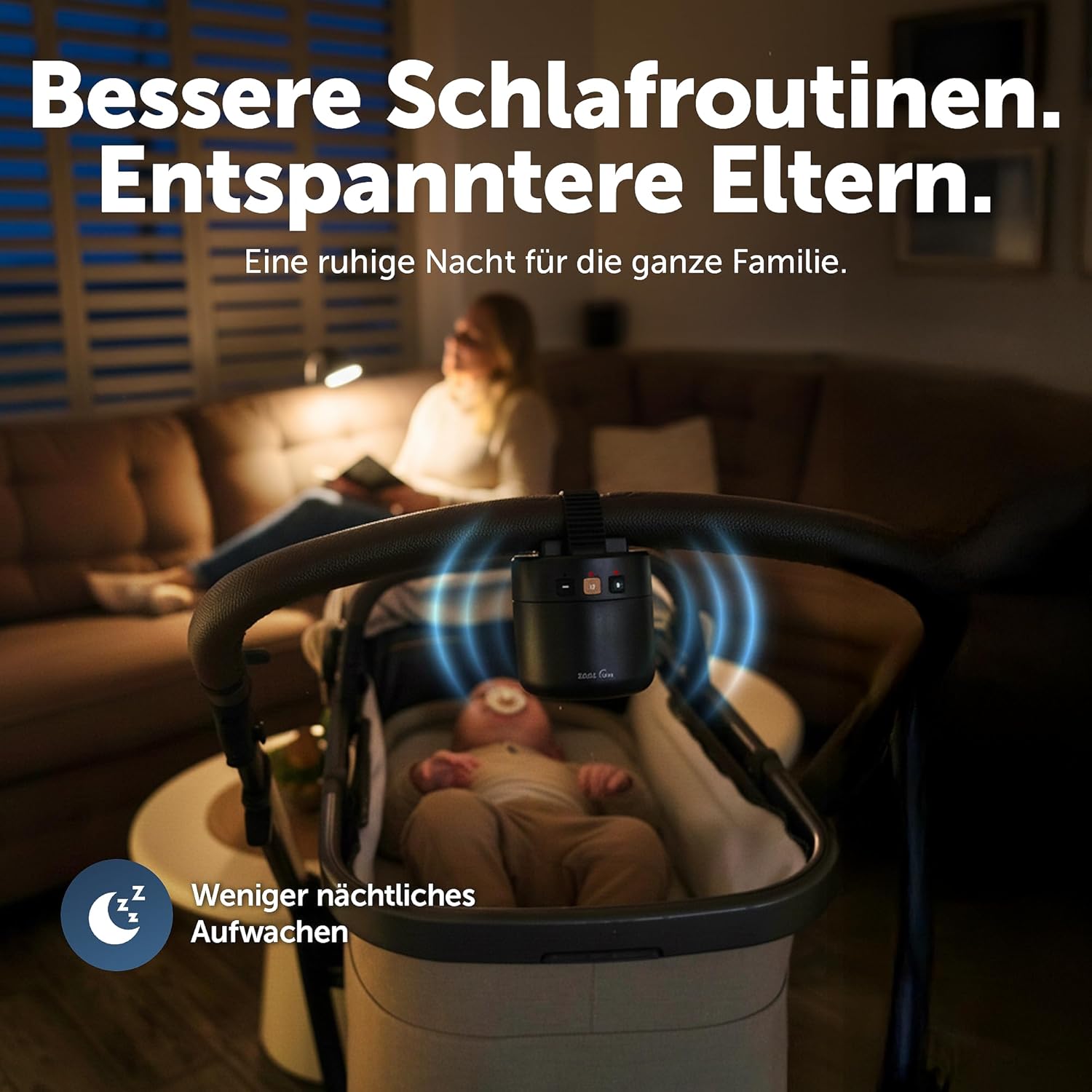 Detalle de ZAZU ROXY Baby Rocker – Elektrischer Kinderwagen-Schaukler mit Weinen-Sensor, 40-Min-Auto-Off