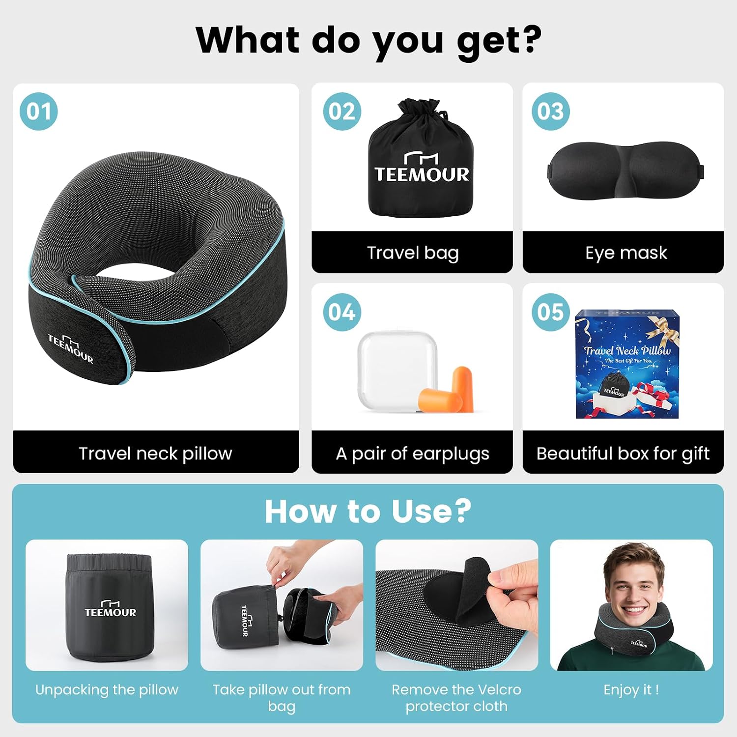 Thumbnail 6 de Memory Foam Travel Pillow 360° Neck Support