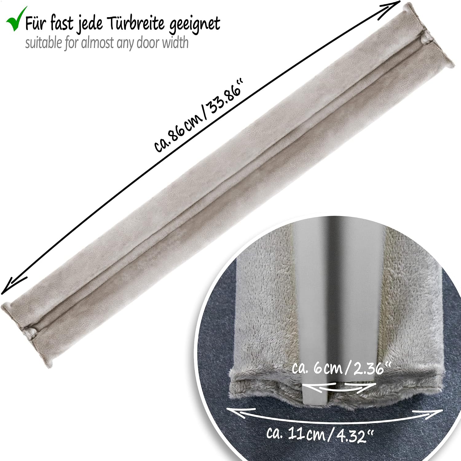 Detalle de COM-FOUR 2X Coupe-Vent pour la Porte – Joint Bas en Microfibre avec Double Joint