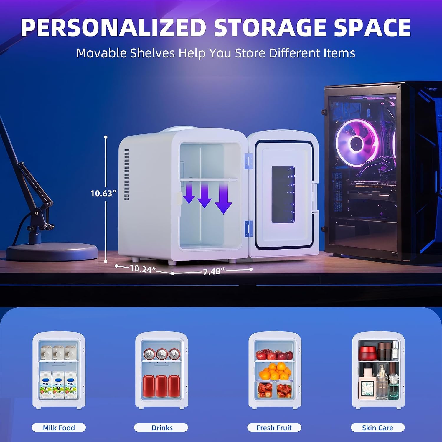 Thumbnail 5 de Antarctic Star LY1904 4L Mini Fridge with LED Gaming Light
