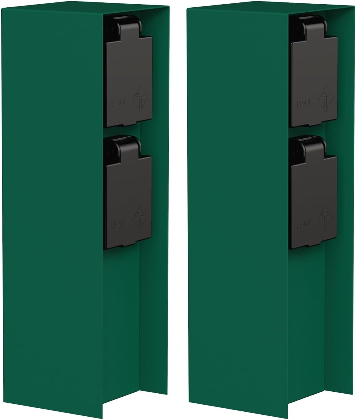 Colonnina da giardino LEDScom.de con 2 prese POMI esterno, IP44, acciaio inox, verde, 23 cm