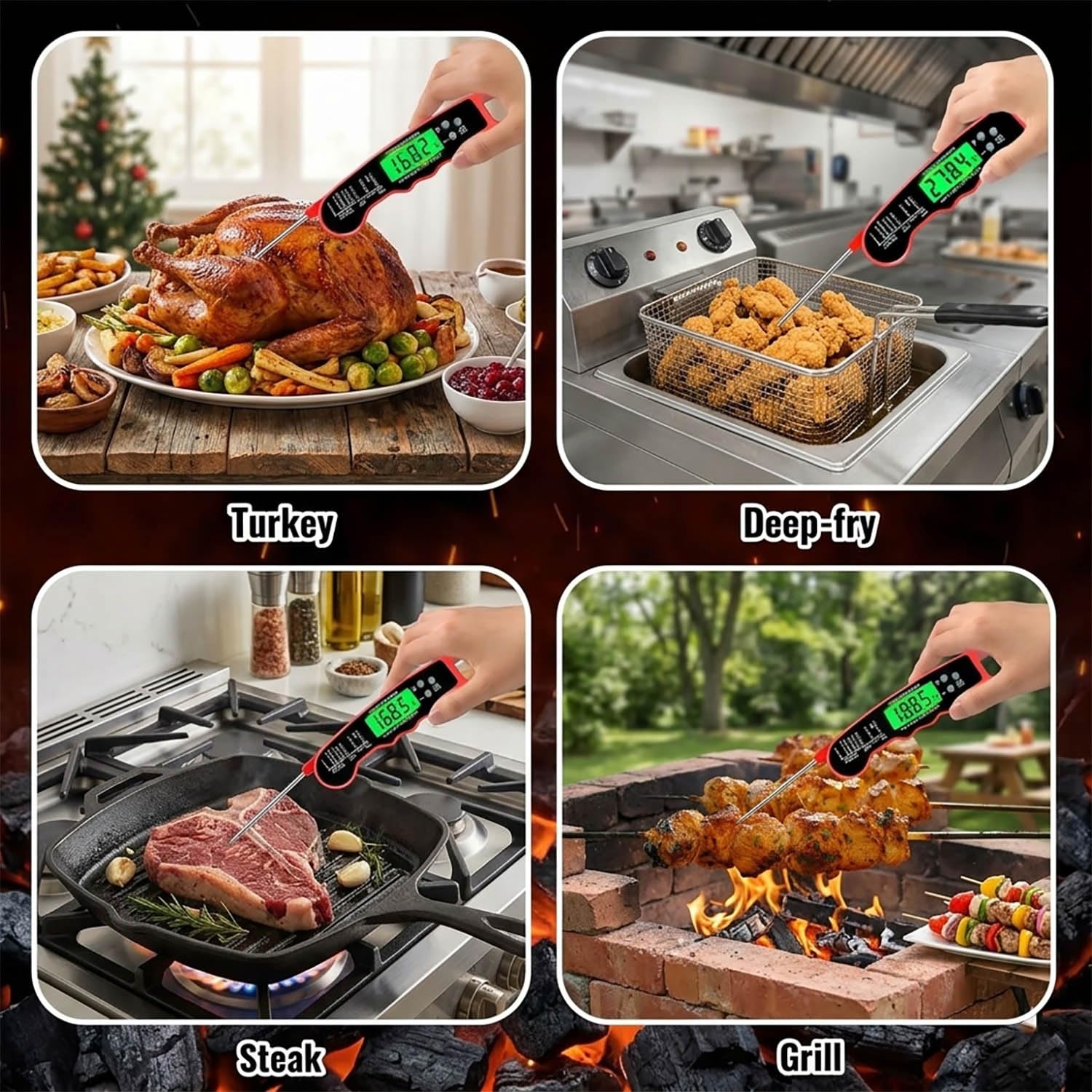 Detalle de ZIKUREL TM02 Digital Meat Thermometer with Backlit Display and IP67 Water Resistance