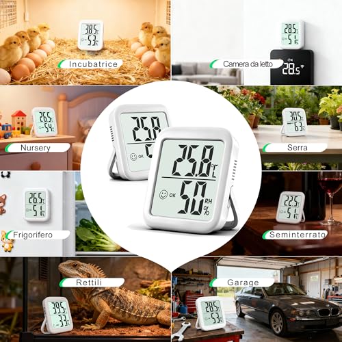 Detalle de Antonki 2 pezzi Termometro Ambiente Interno e Igrometro Digitale – Monitor di Temperatura e Umidità per Casa, Asilo, Terrario e Serre
