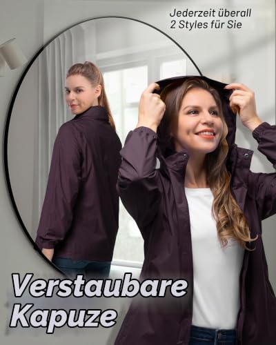 Detalle de 33,000ft Damen Regenjacke – wasserdicht, faltbar & atmungsaktiv