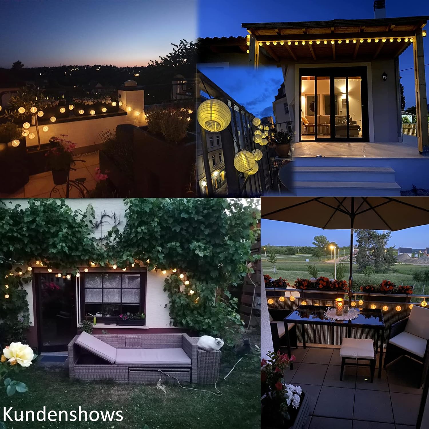 Thumbnail 2 de Qedertek Solar-Lichterkette Lampion für außen – 6 m, 30 LED, 2 Modi, warmweiß