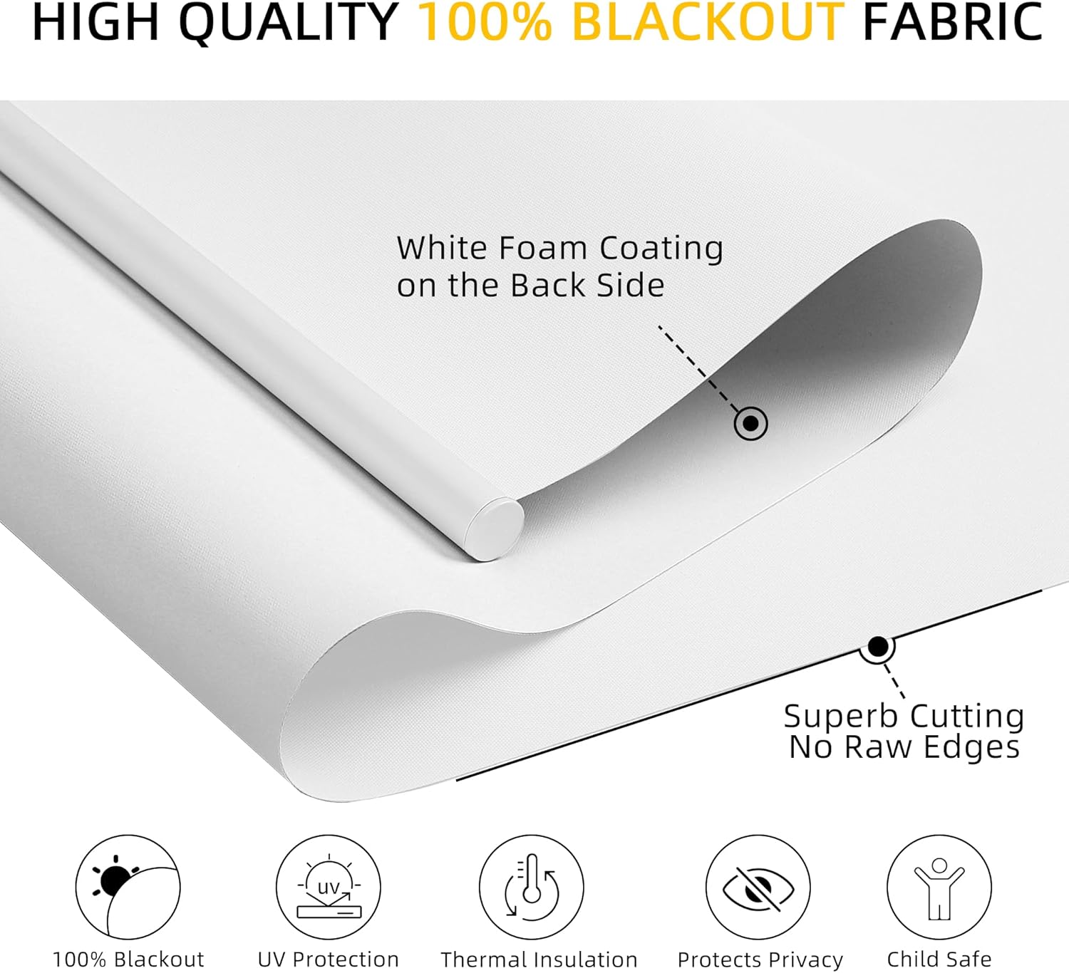 Detalle de ChrisDowa Cordless Blackout Roller Shades (30" W x 72" H, White)