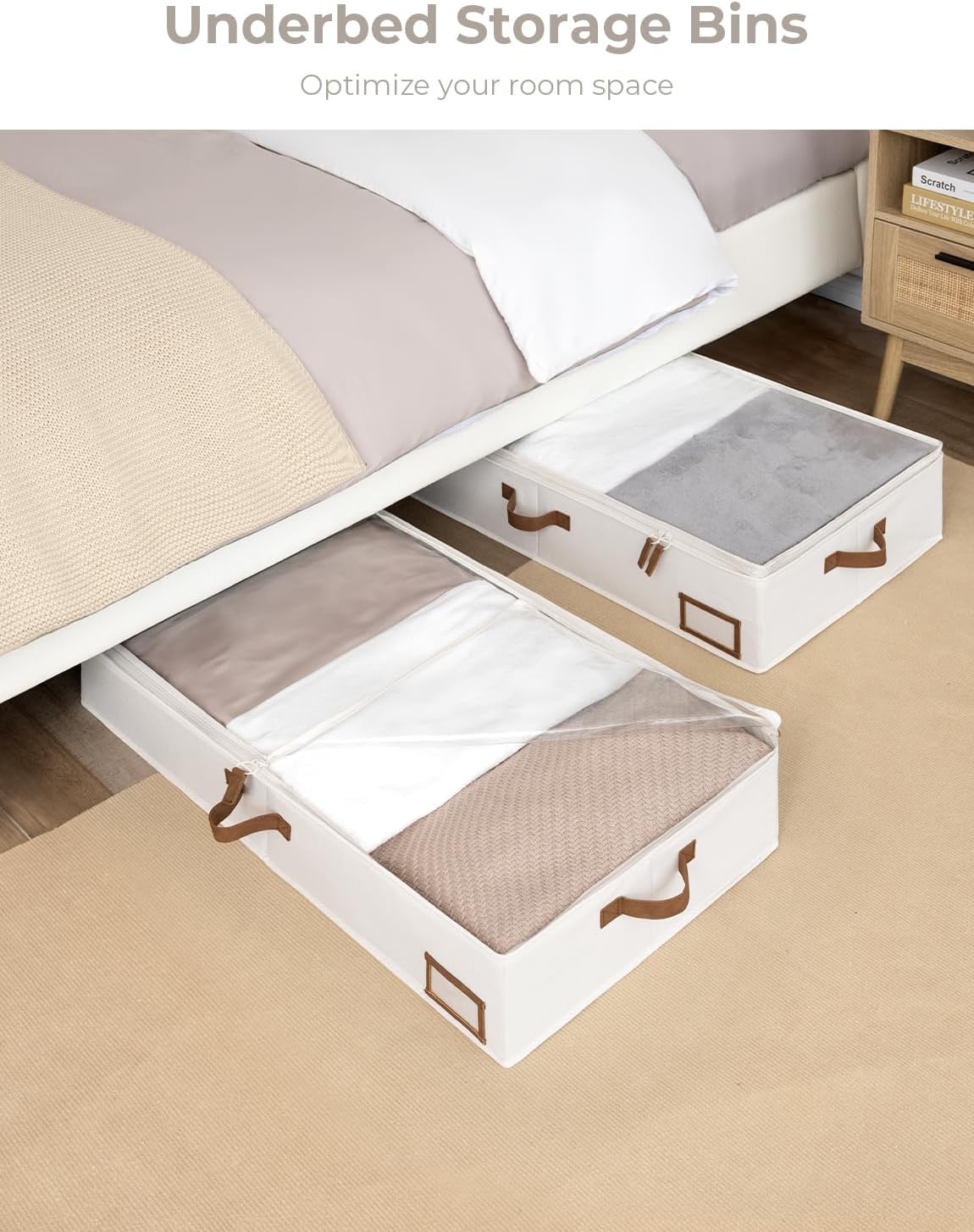 Thumbnail 2 de StorageWorks Underbed Storage Boxes with Lids (Large, Ivory White) — 2-Pack