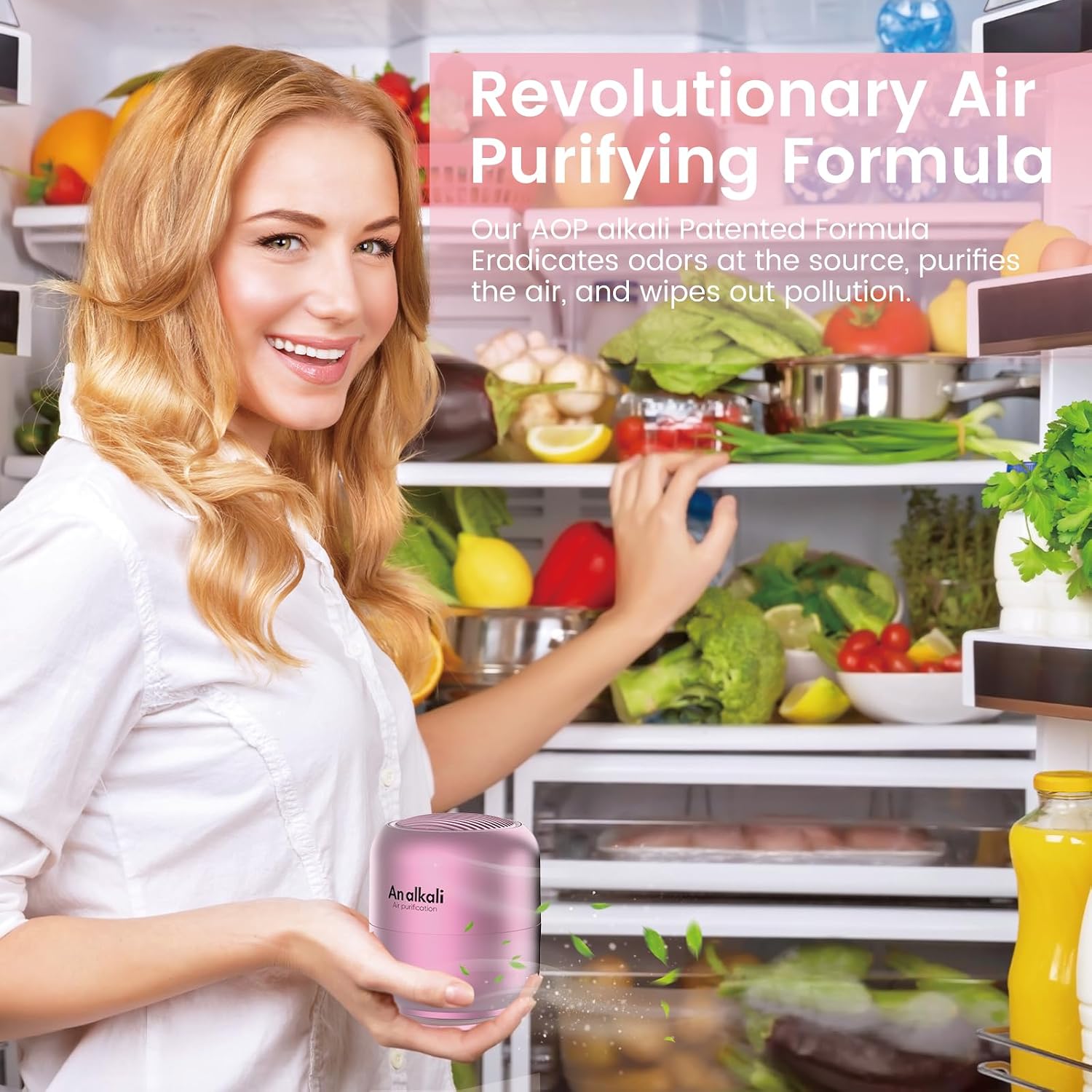 Detalle de An alkali Refrigerator Deodorizer, Pink, Compact and Long-Lasting