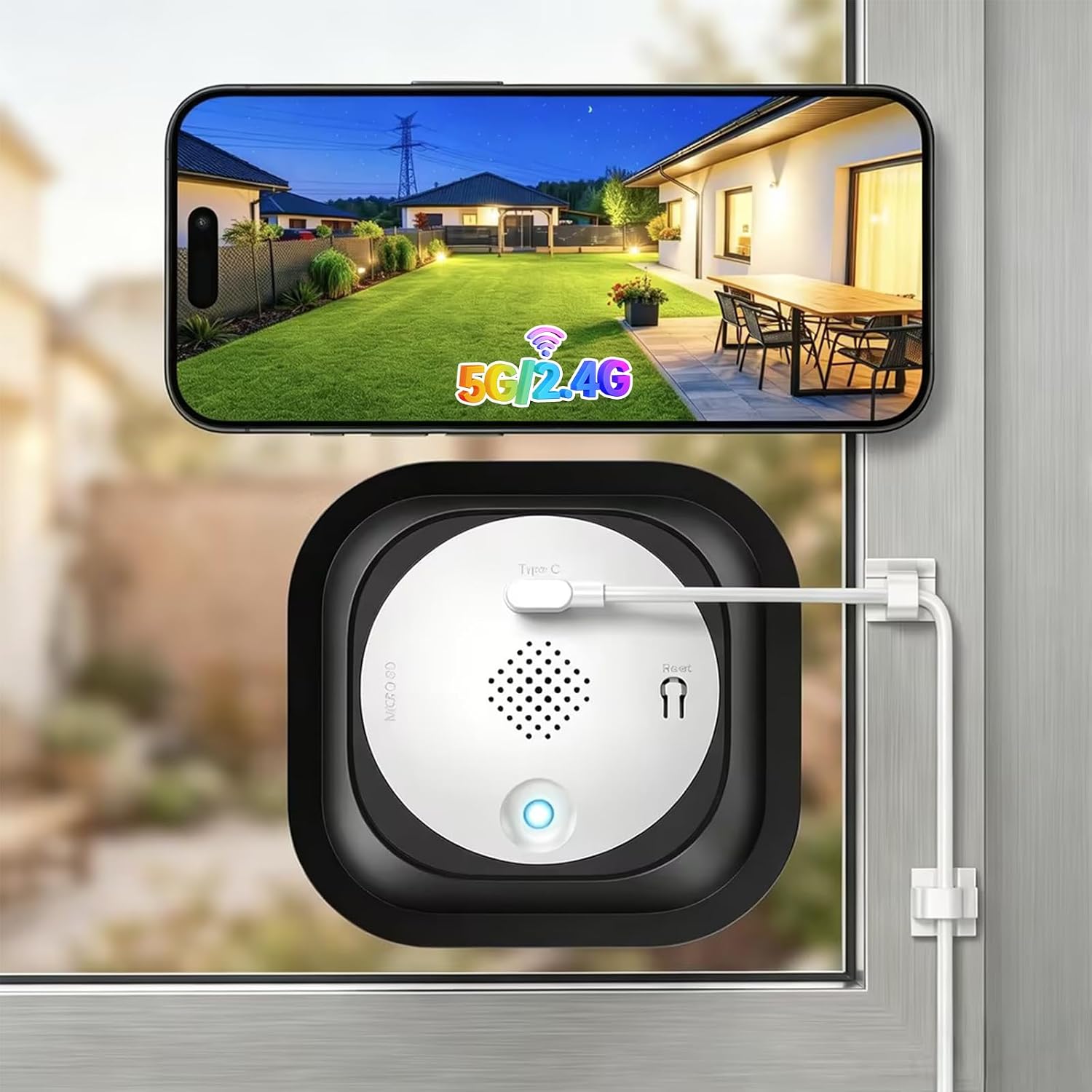 Detalle de SYMYNELEC Window Cameras for Home Security: 2K Full Colour Night Vision, 5G/2.4G Indoor Camera with Tilt Mount