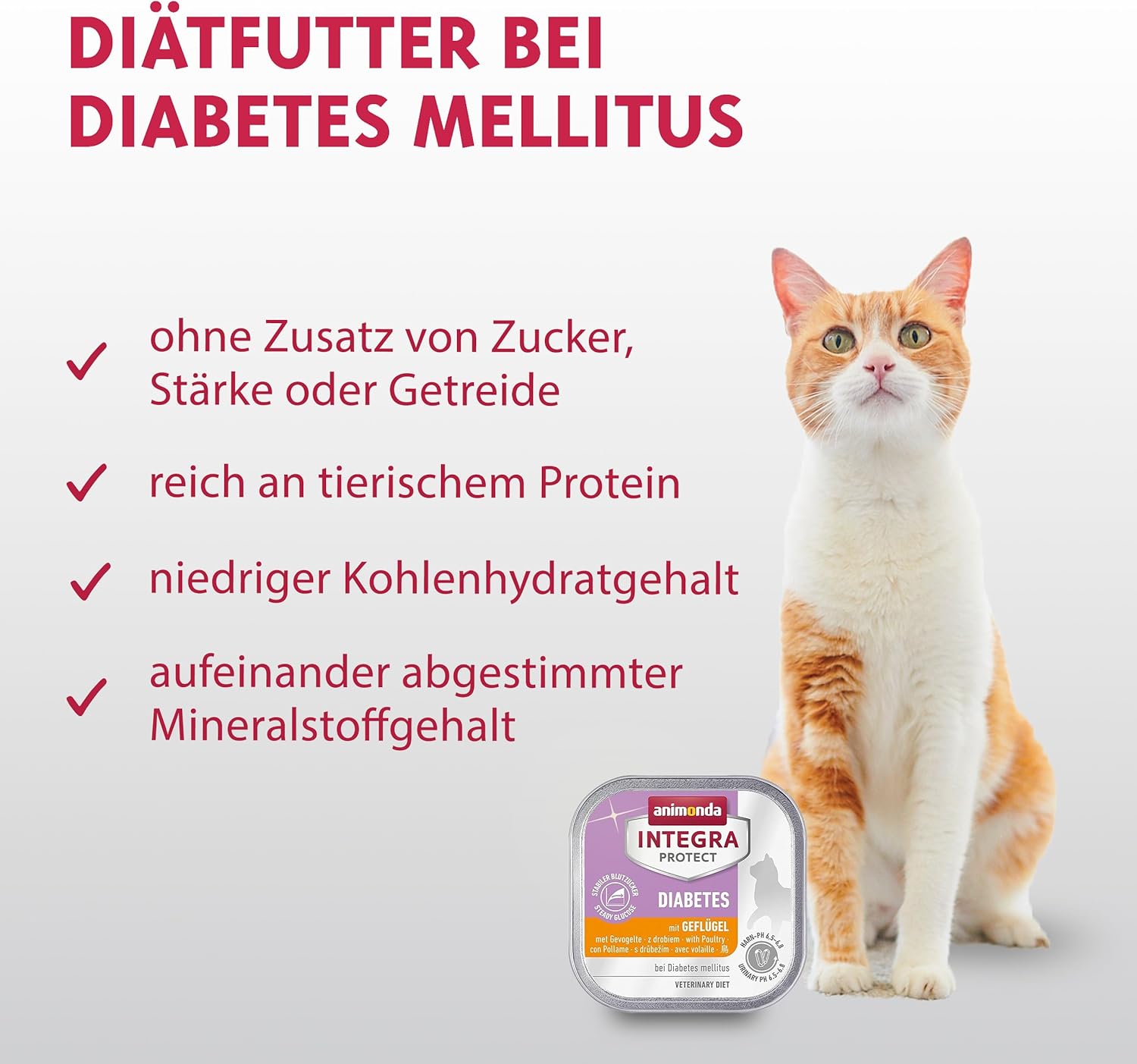 Detalle de animonda INTEGRA PROTECT Diabetes mit Geflügel – Nassfutter für zuckerkranke Katzen (16 x 100 g)