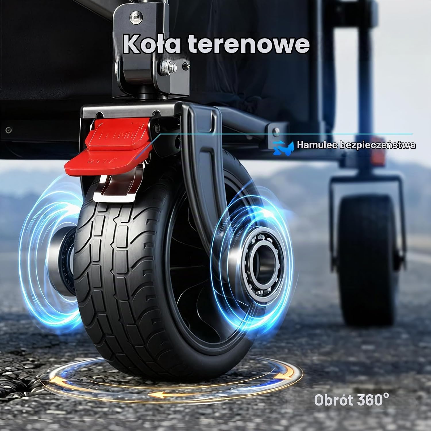 Detalle de OVERMONT XXXL składany wózek transportowy 270 l, do 200 kg, z dużymi kołami
