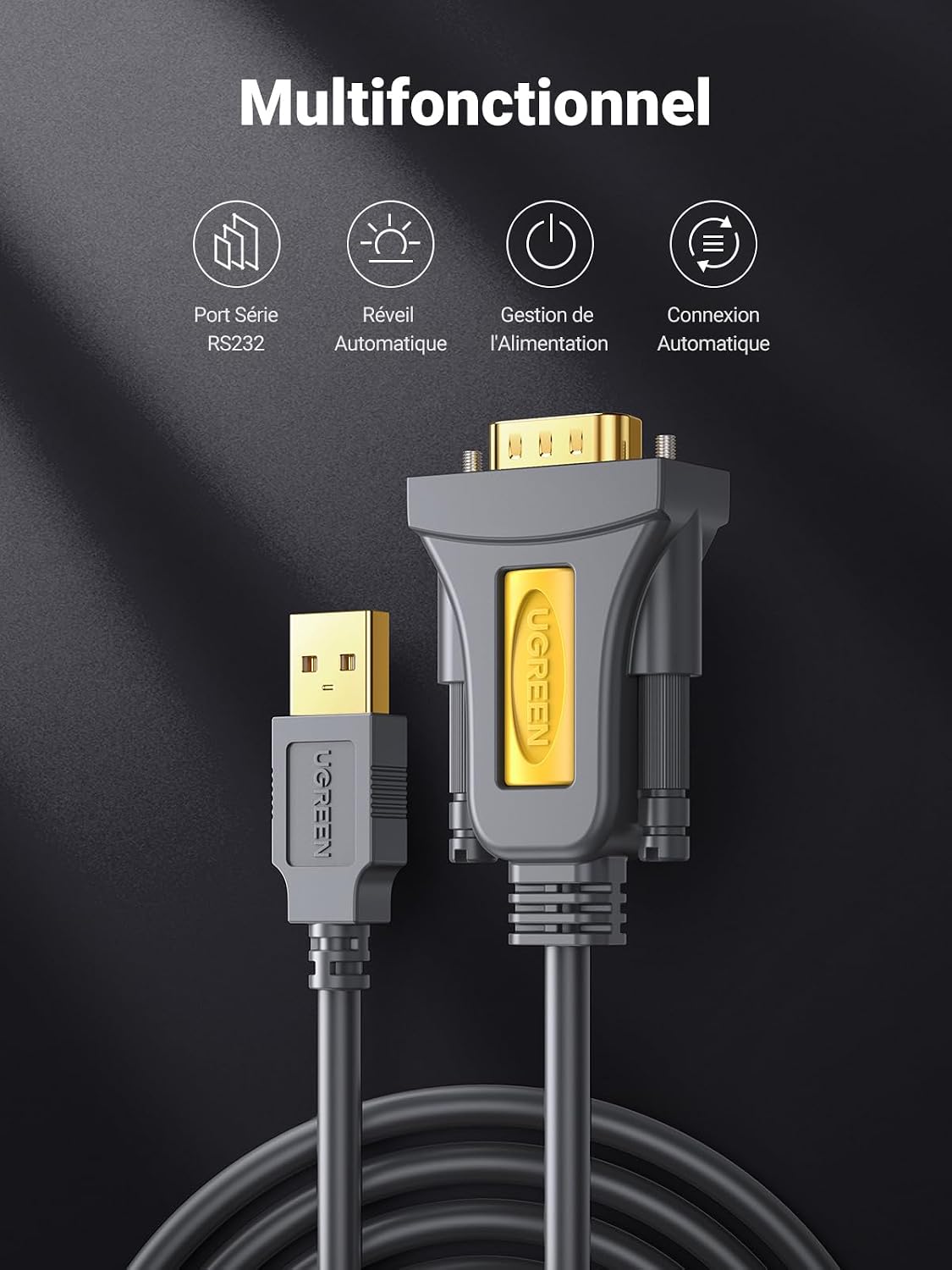 Thumbnail 3 de UGREEN Adaptateur USB RS232 DB9 3 m