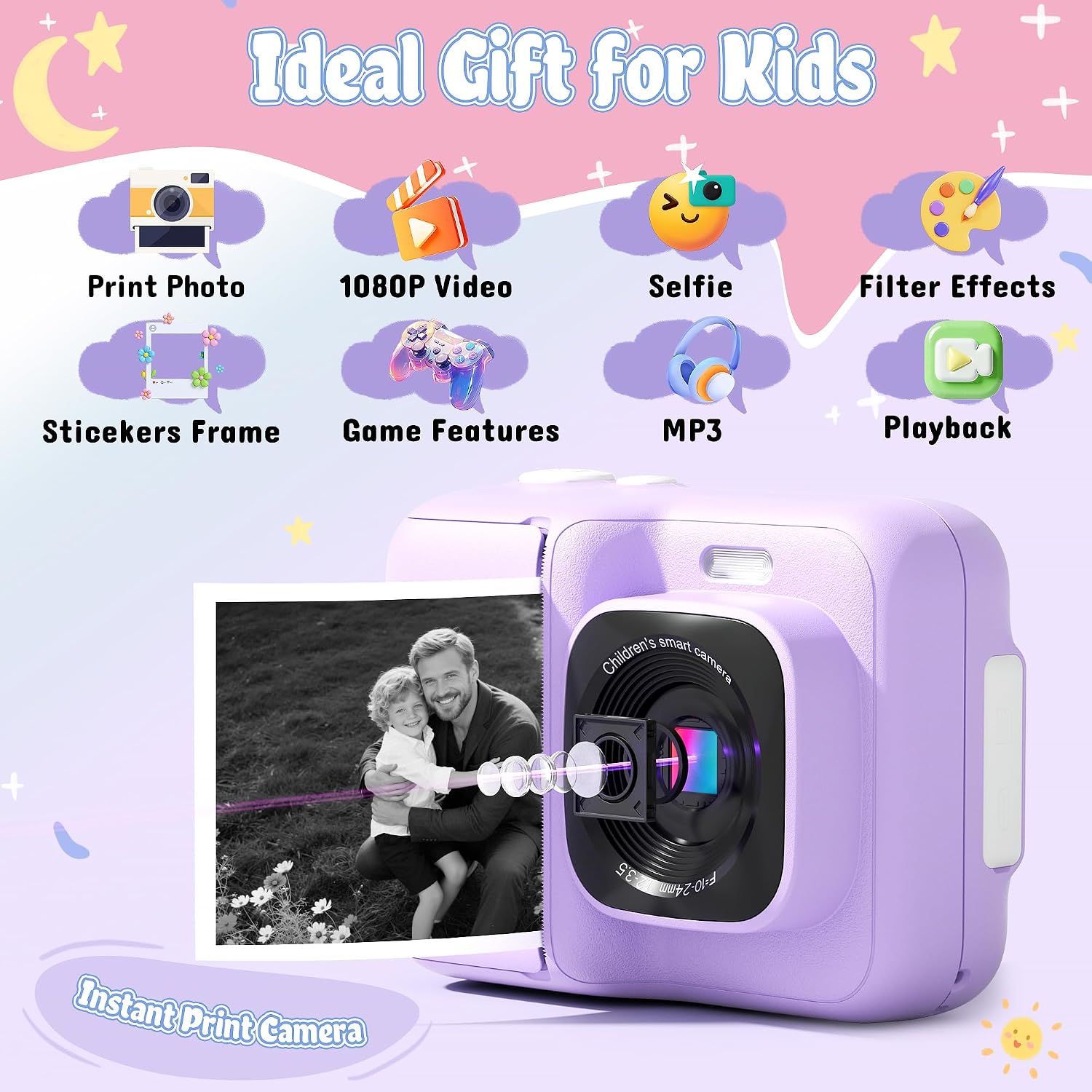 Detalle 2 de ETIKEZ Kids Camera 1080P instant print, 32GB
