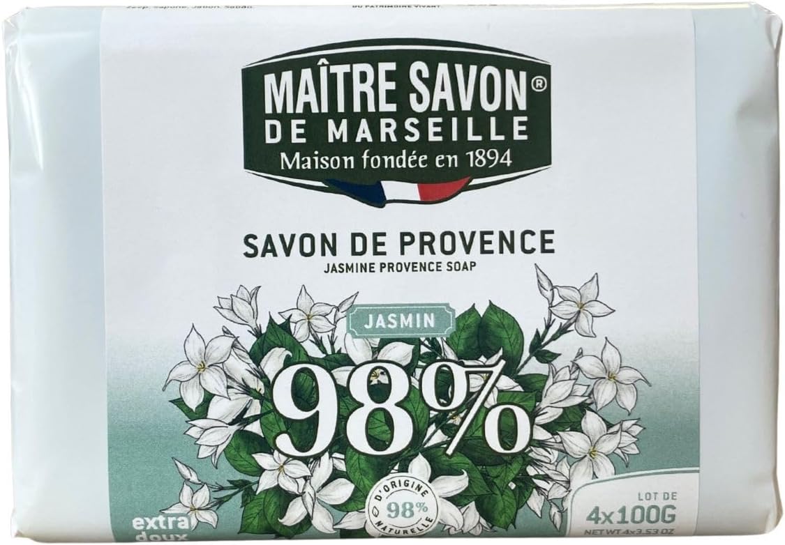 Detalle de Maitre Savon de Marseille サボン・ド・プロヴァンス ジャスミンの固形石鹸 100g×4個