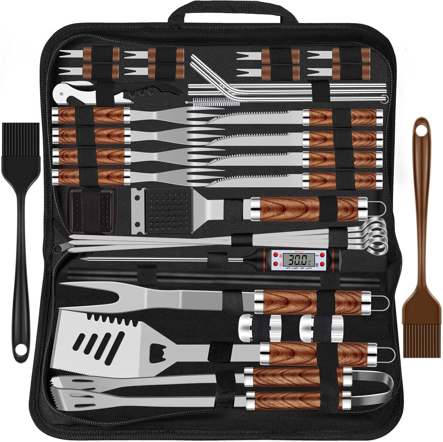 Thumbnail 6 de Grilliance set di 38 posate per barbecue in acciaio inox con valigetta, nero
