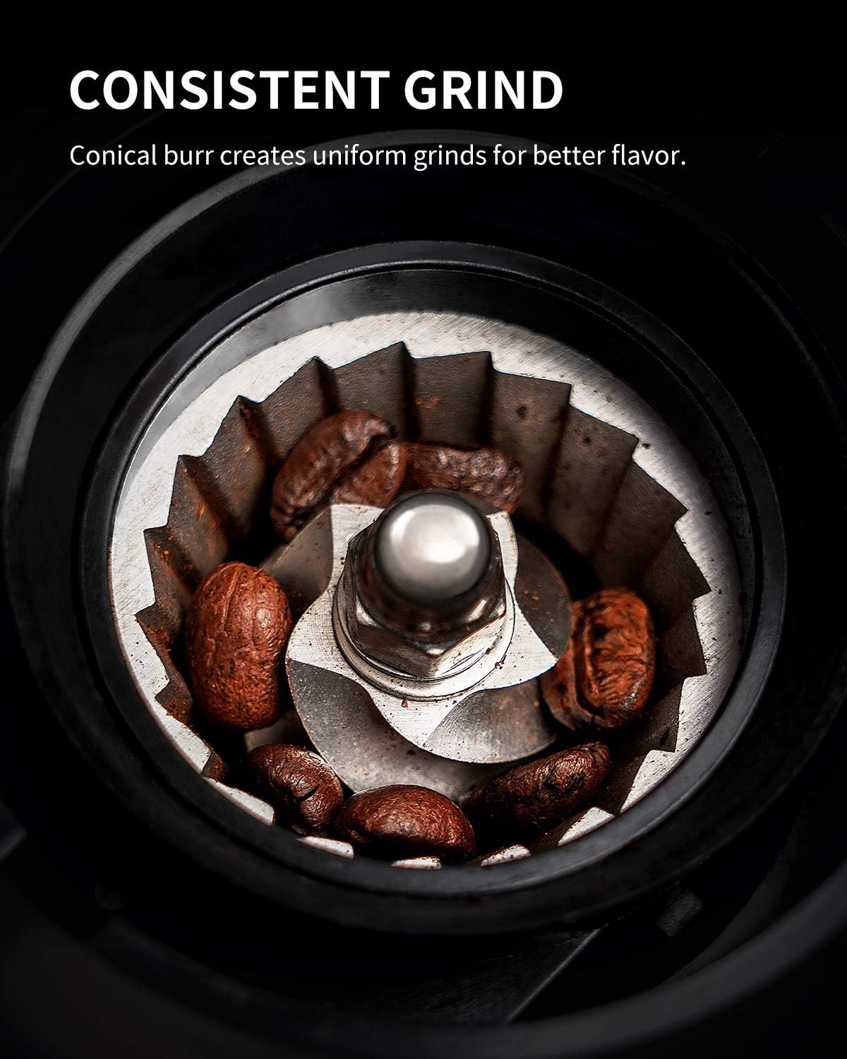 Detalle de KIDISLE Coffee Grinder 35 Settings, 2–12 Cups