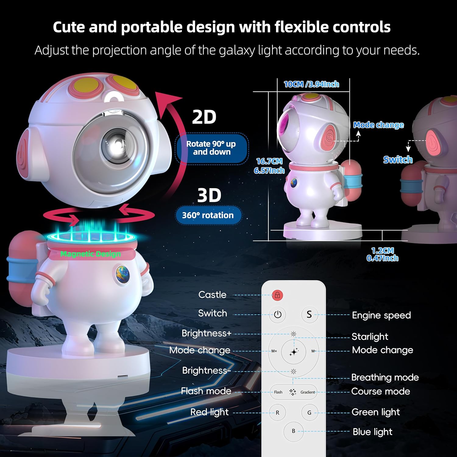 Thumbnail 4 de Astronaut Galaxy Projector 360° adjustable