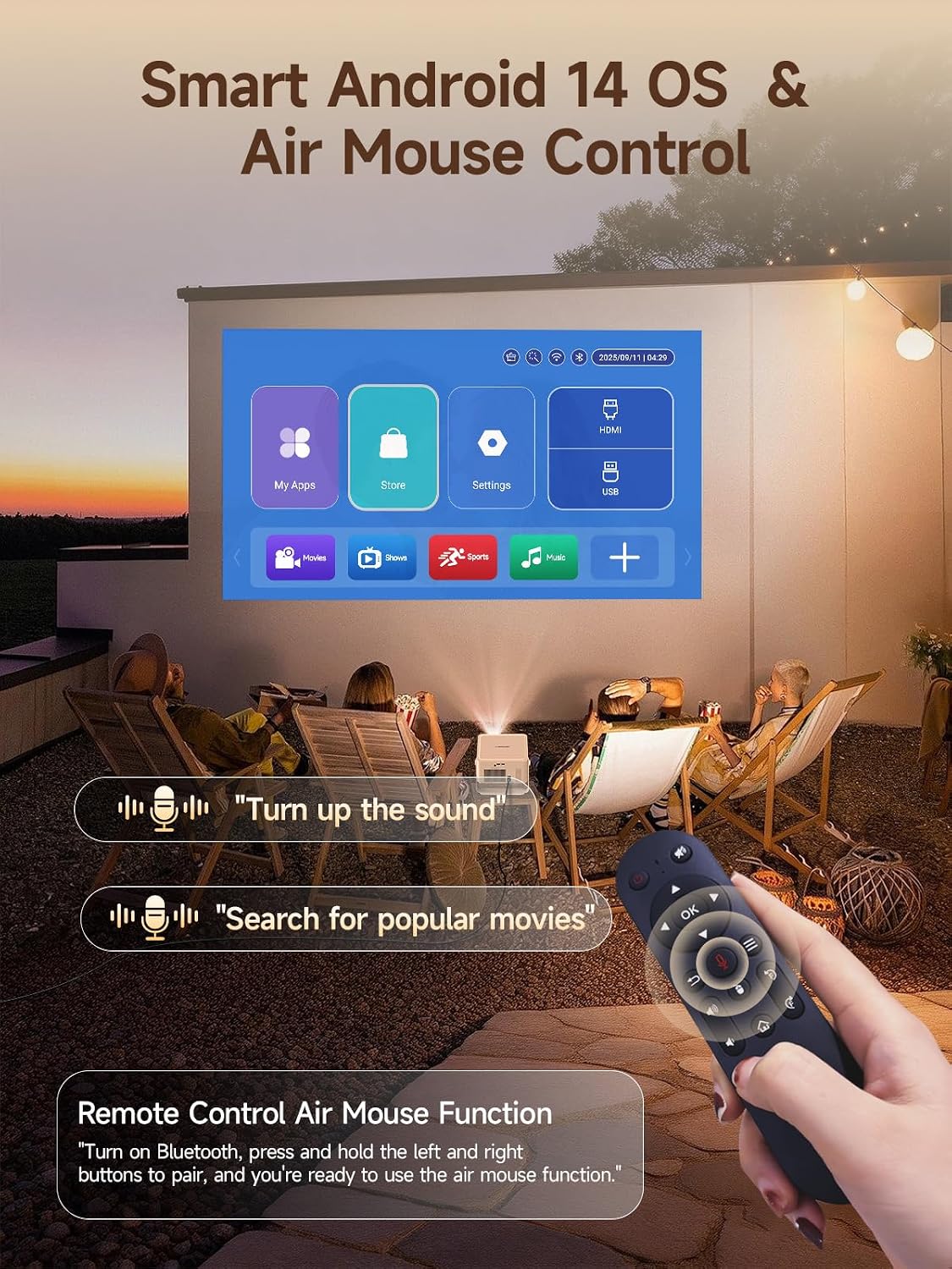 Thumbnail 3 de Magcubic HY450Max Mini Projector (Android 14, 800ANSI) – 1080p Native, 4K/8K Support, WiFi 6, Bluetooth 5.4, Auto Focus & 180° Rotation
