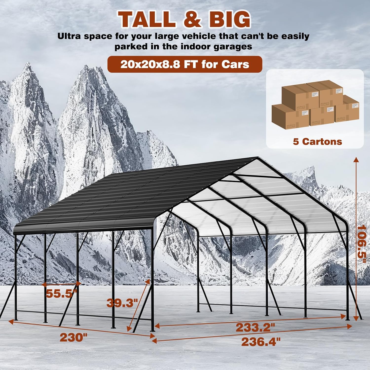 Detalle 2 de LEVELEVE Metal Carport 20x20 FT