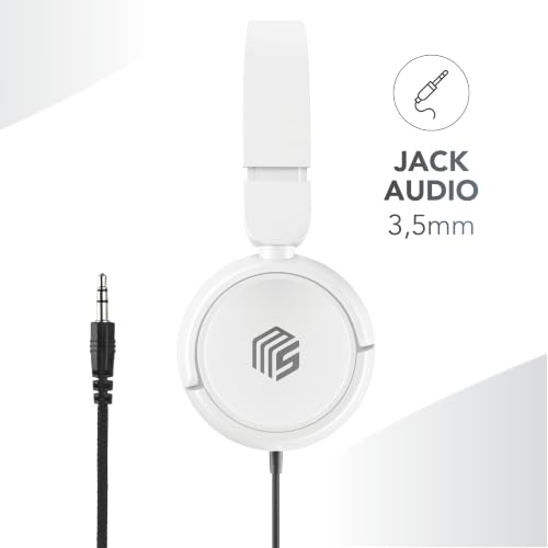 Detalle de Music Sound Headband Basic: auriculares con cable: supraaurales, micrófono y plegables en blanco