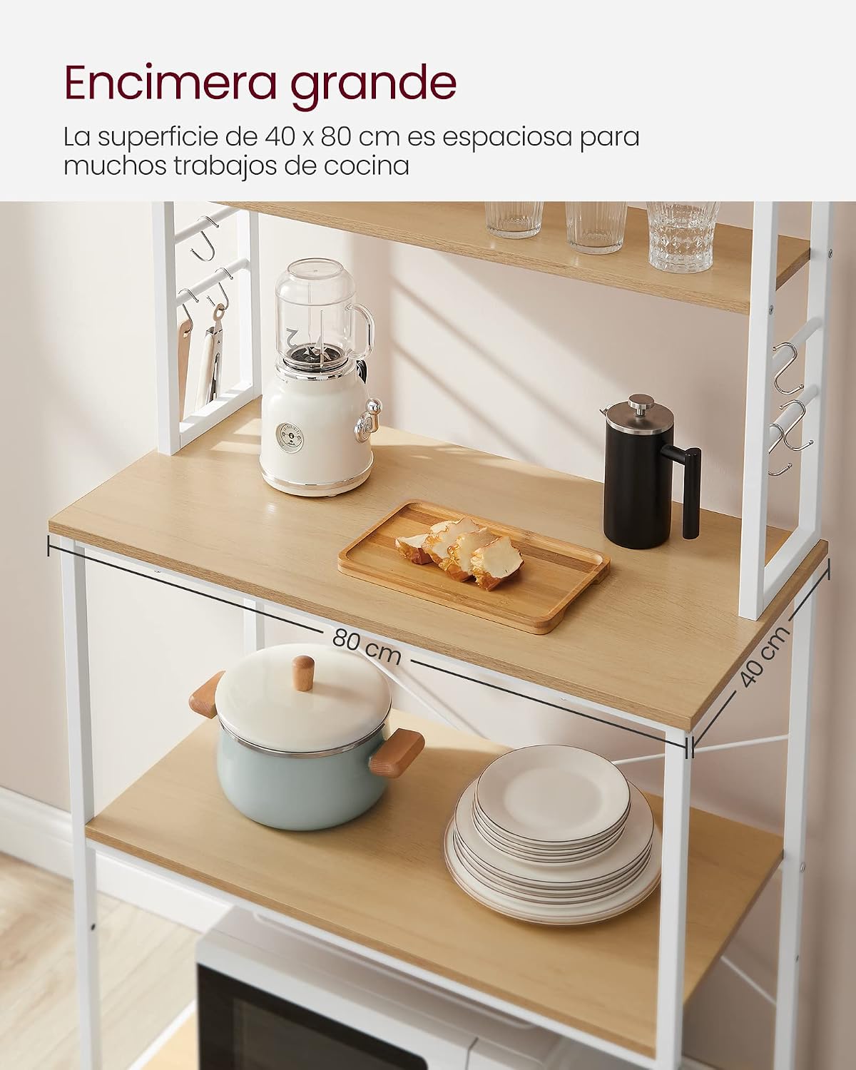 Thumbnail 5 de VASAGLE KKS019W09 estantería de cocina 40 x 80 x 167 cm