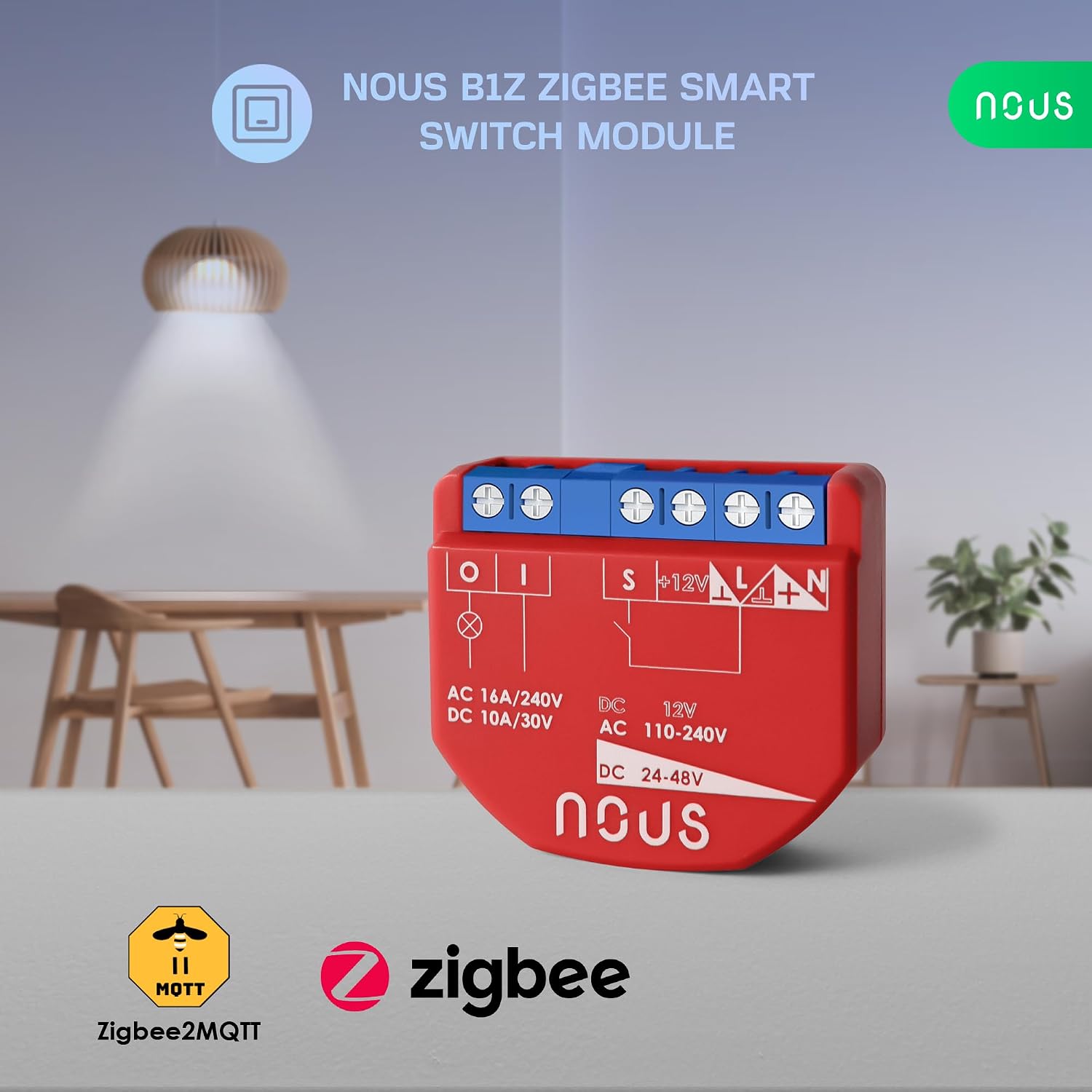 Detalle 2 de NOUS B2Z ZigBee-modul med effektmätning, torrkontakter och en kanal