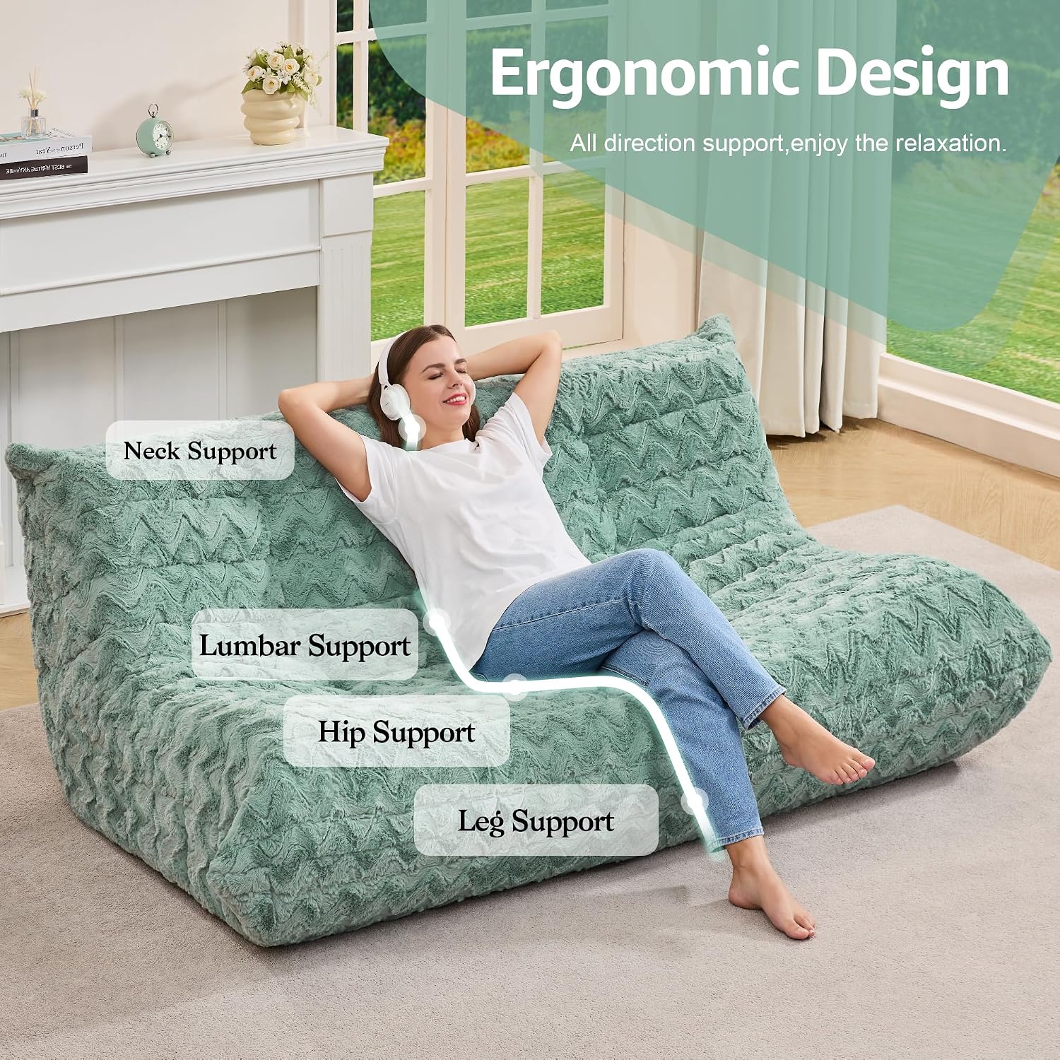 Detalle 1 de Hobestluk Bean Bag Sofa, 3-Seater