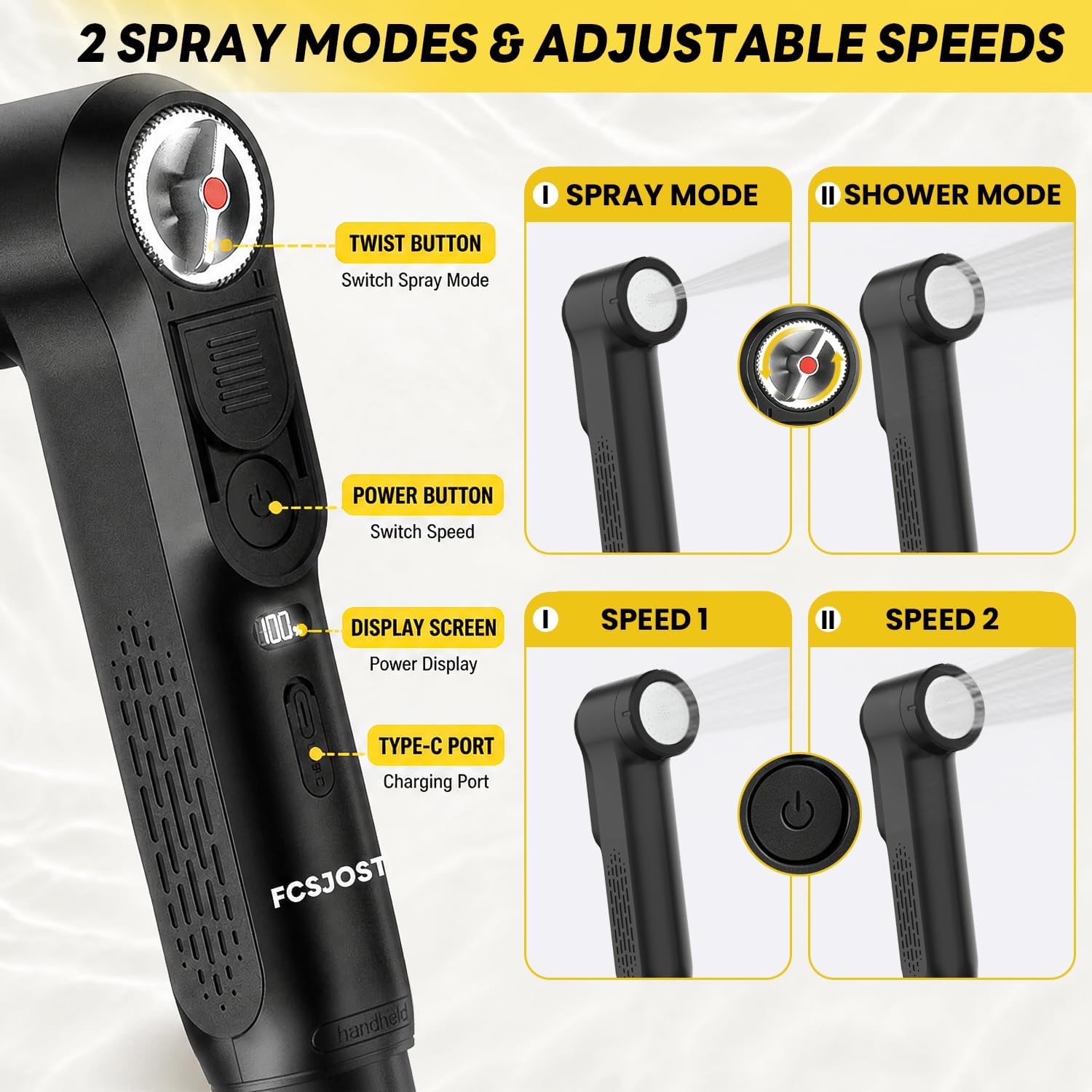 Detalle de FCSJOST Portable Bidet, Handheld Electric Bidet with 2.5L Tank and Dual Spray Modes