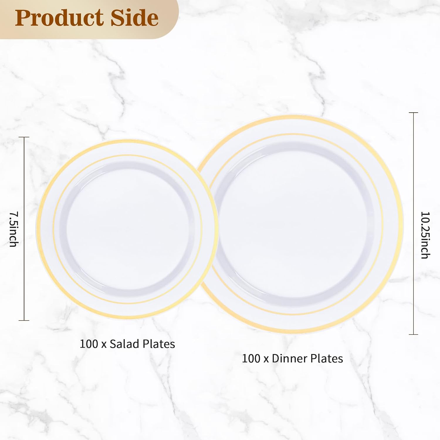 Detalle 2 de Gold disposable party plates 200 count