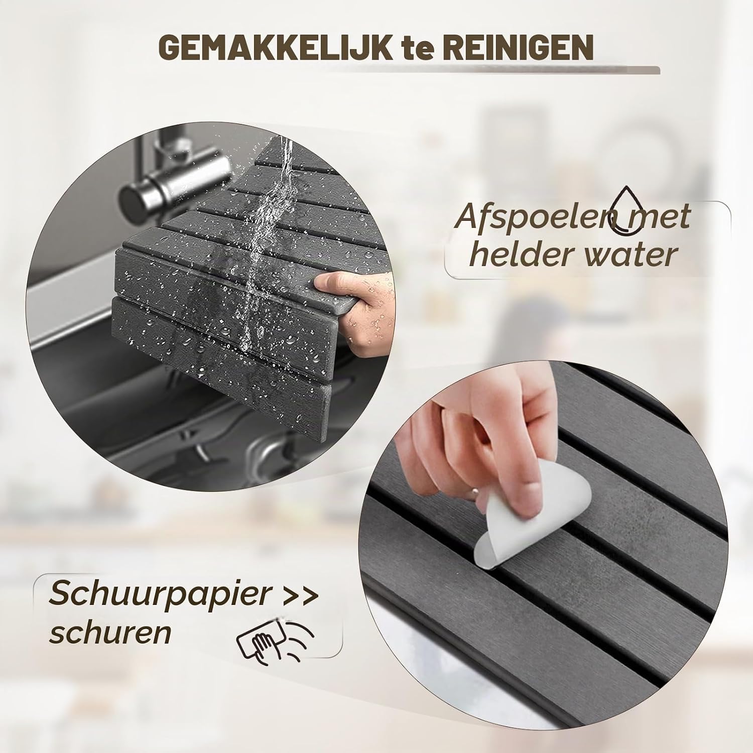 Thumbnail 6 de Kteeurqer afdruipmat 40 x 30 cm van diatomeeënaarde, donkergrijs