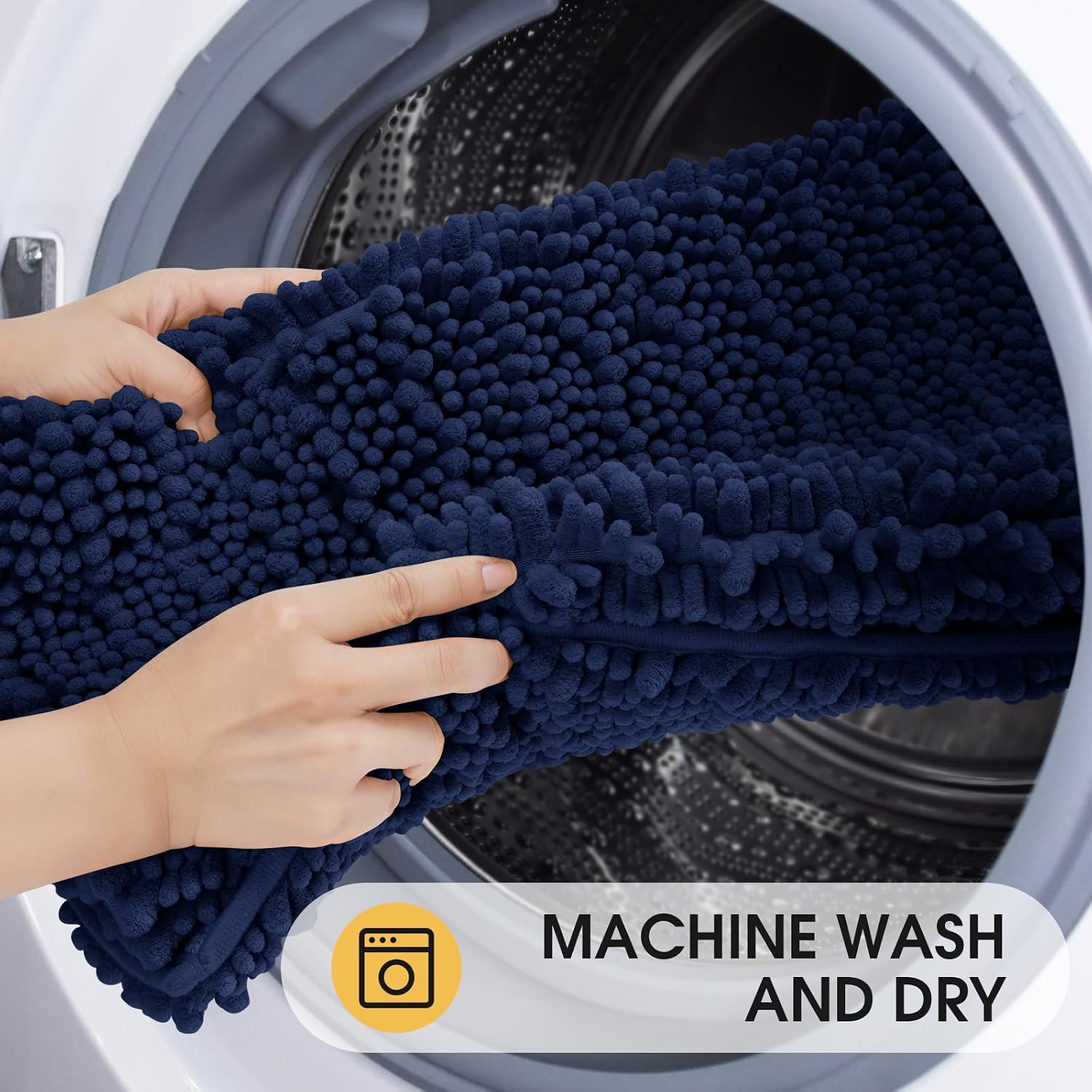 Thumbnail 5 de ACCUMTEK Upgrade Extra Large Navy Blue 3-Piece Bath Rug Set