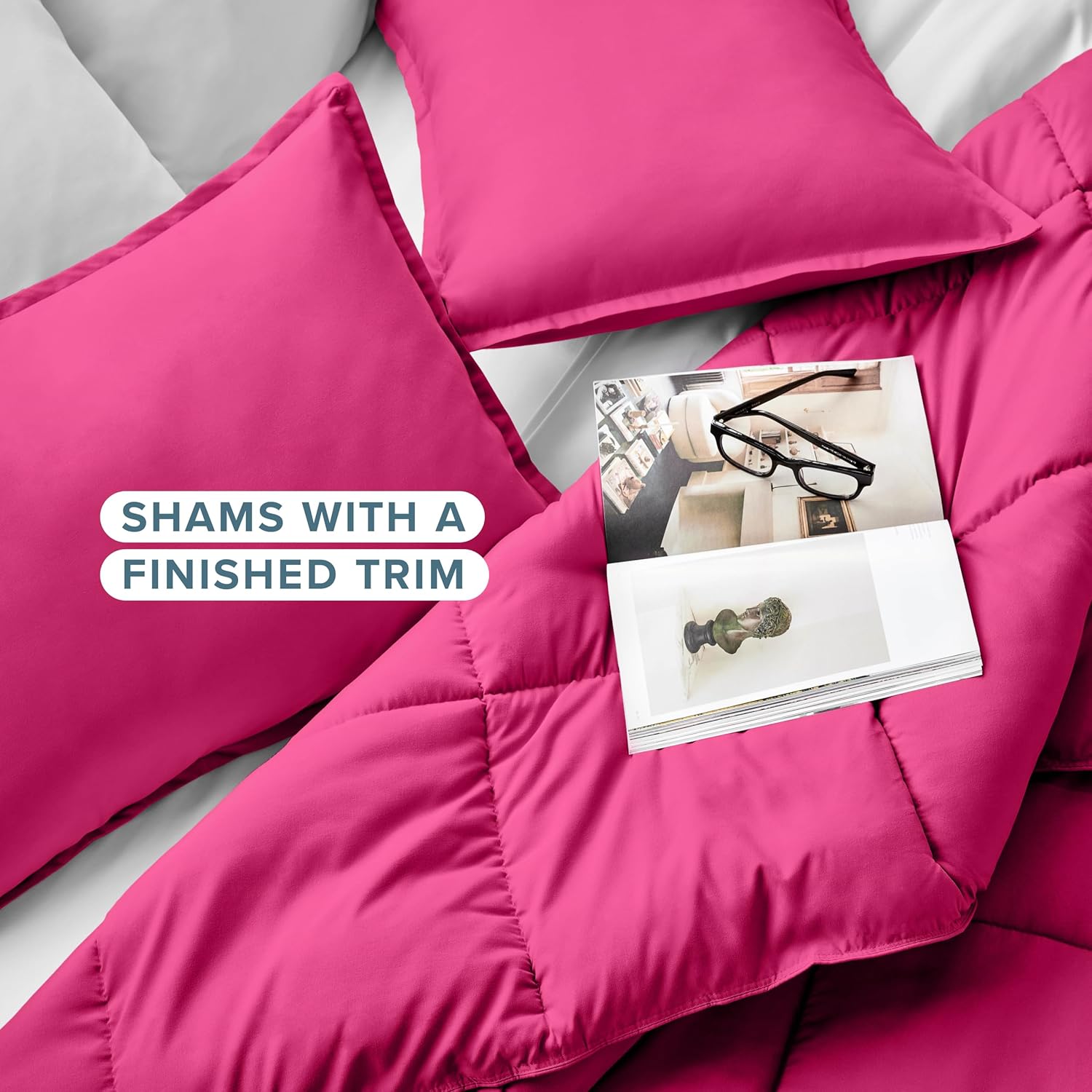 Detalle de Bare Home Kids Comforter Set - Twin/Twin XL (Pink) with Ultra-Soft Down Alternative